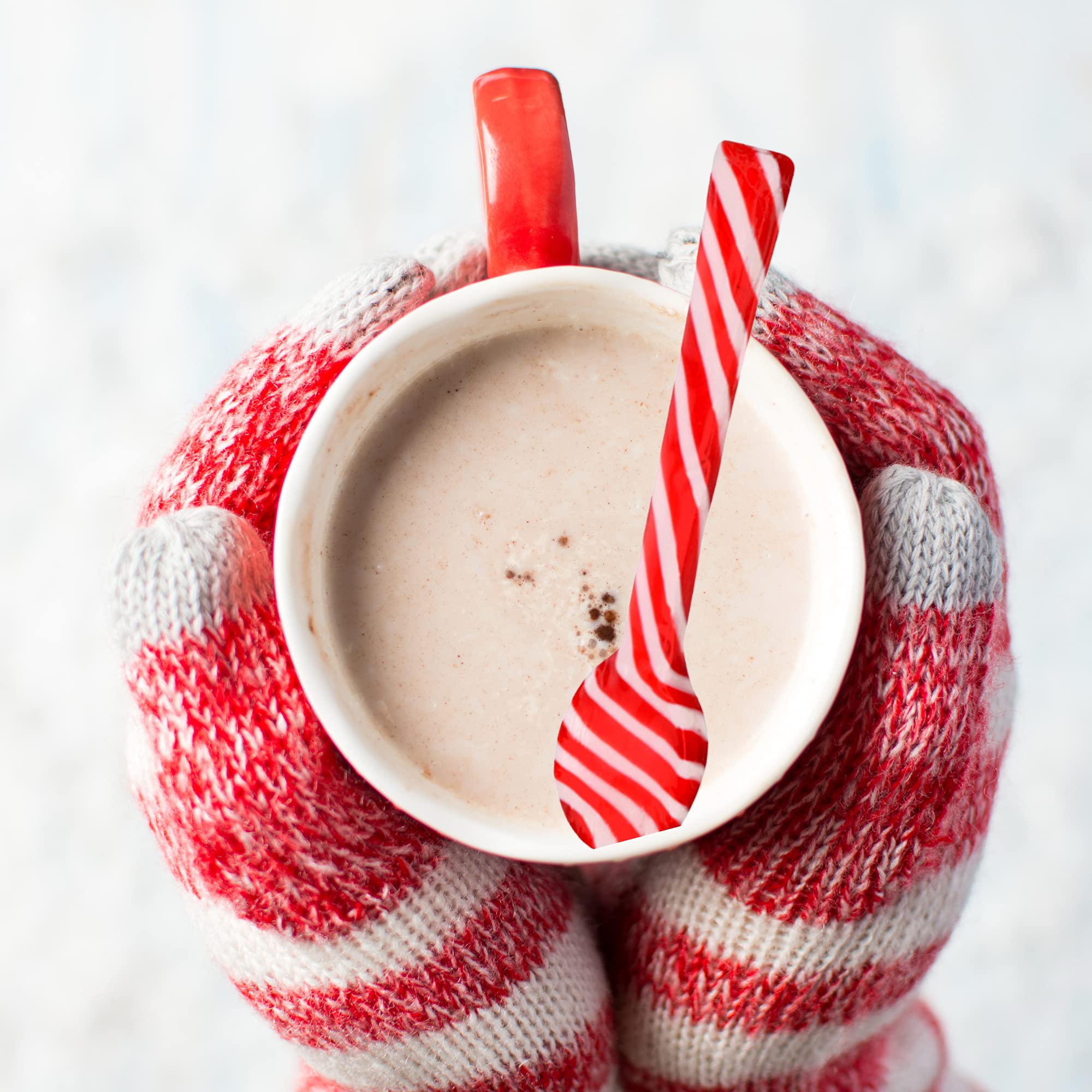 Needzo Bulk Hard Candy Cane Spoons - Peppermint Sticks for Hot Chocolate & Coffee - Holiday Stocking Stuffers, Cocoa Bar & Charcuterie Board Accessories - Pack of 2 (6 Spoons) - Perfect for Christmas Parties, Gift Giving & Winter Beverage Stirring