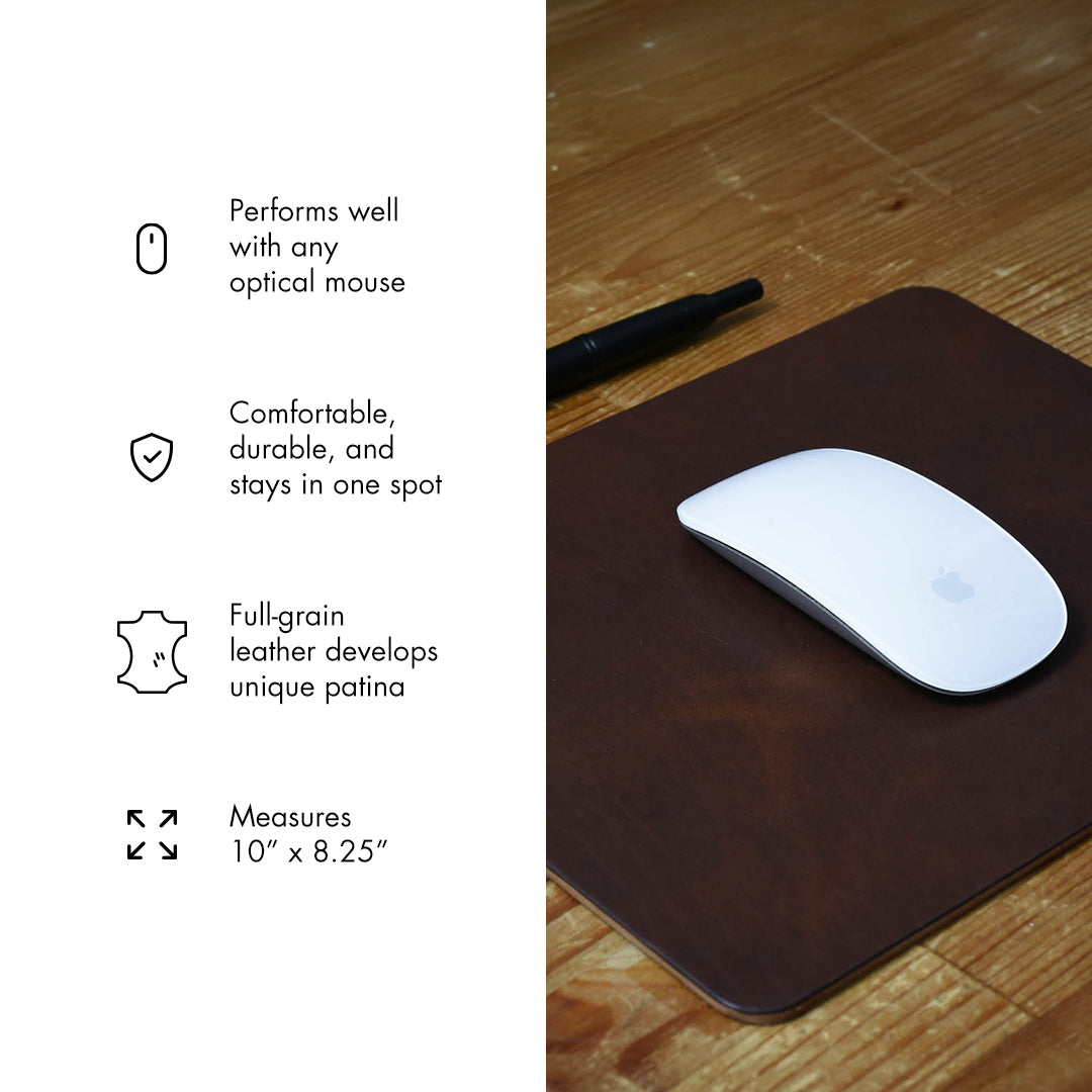 Premium Genuine Leather Mouse Pad - Non-Slip Desk Mat for Gaming & Office Work - Ergonomic Wrist Support for Computers & Laptops - Perfect for Home, Office & Gaming Setups