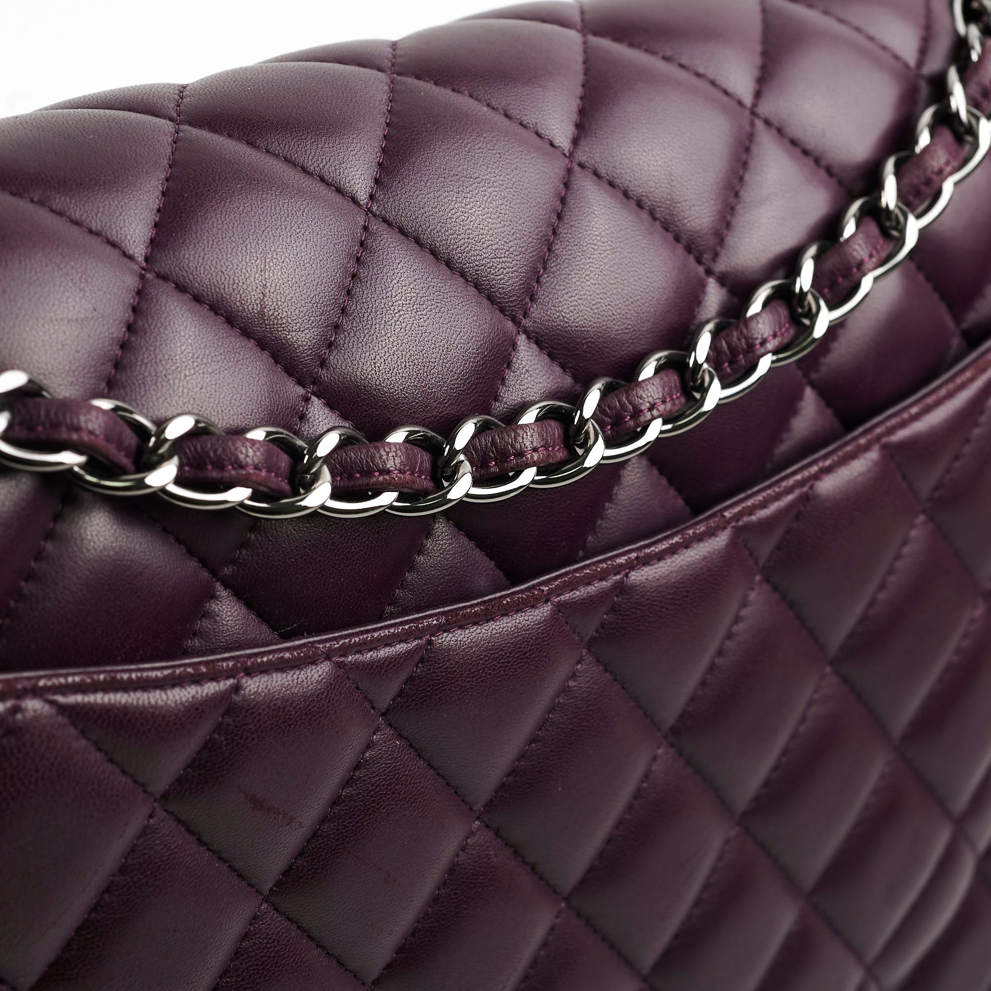 Authentic Chanel Maxi Lambskin Jumbo Flap Bag in Dark Purple - Luxury Designer Handbag for Women, Perfect for Evening Events & Special Occasions
