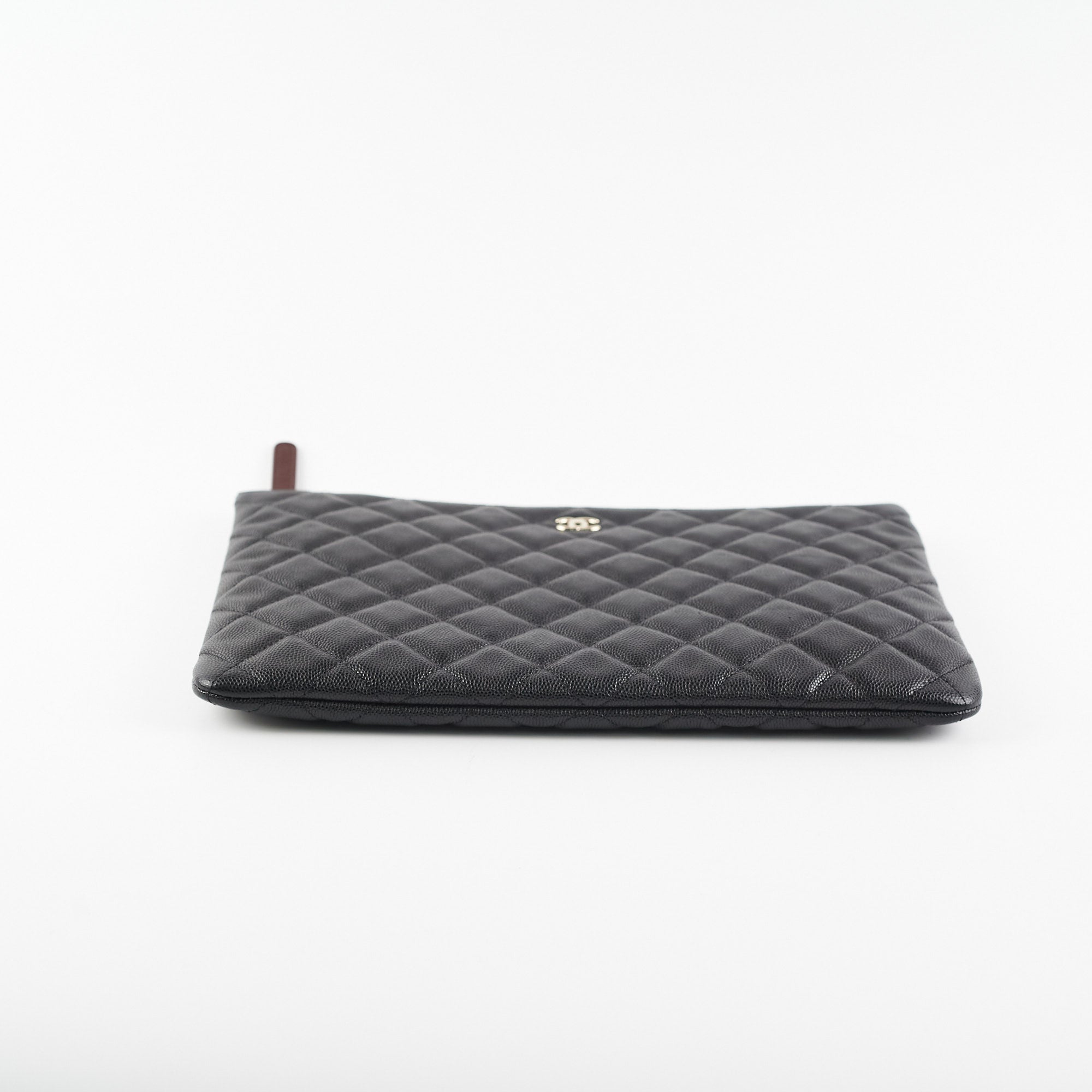 Chanel Medium O Case Pouch Clutch Bag in Black Caviar Leather - Perfect for Evening Events, Parties & Special Occasions