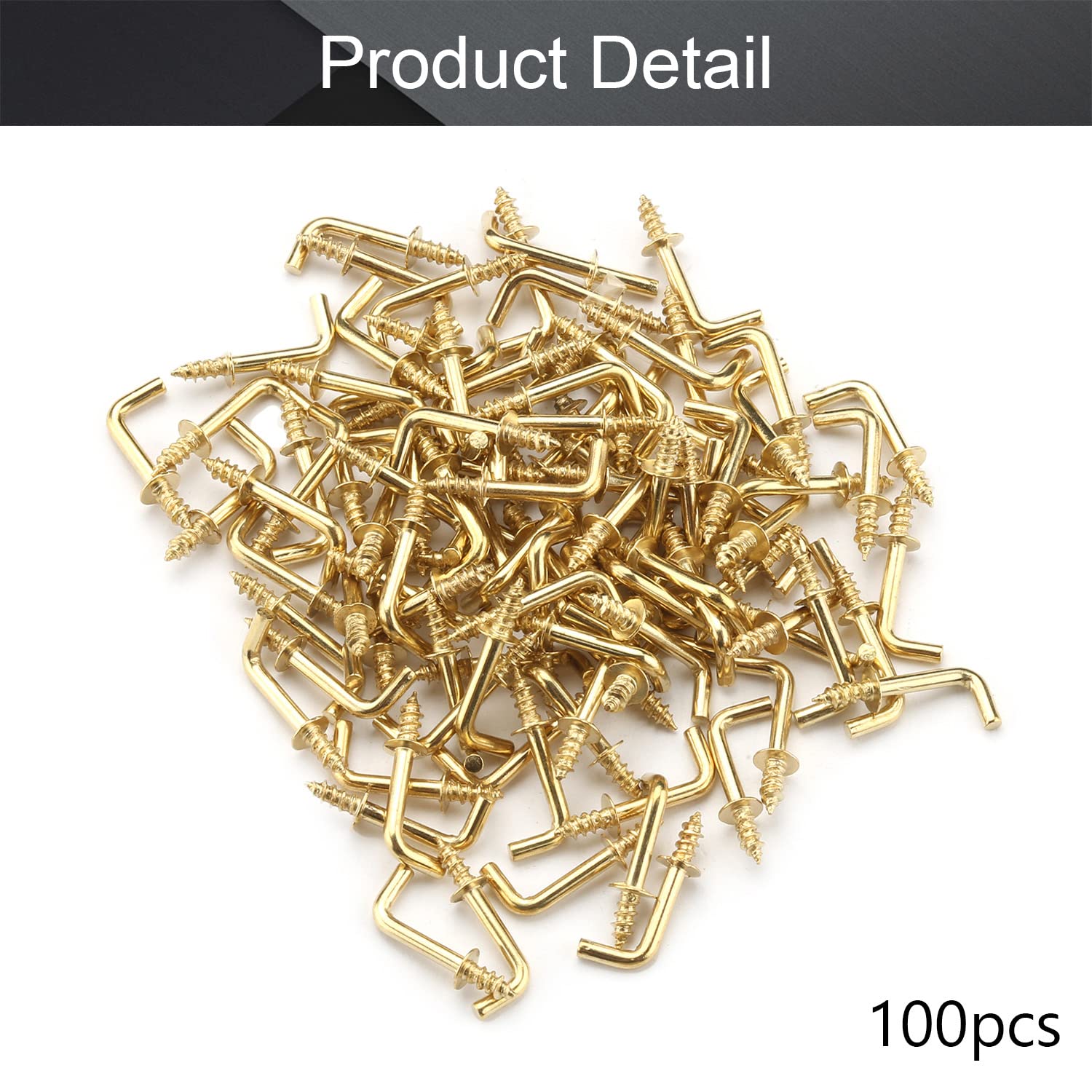 MroMax 100Pcs Brass Screw-in Hooks - 1/2