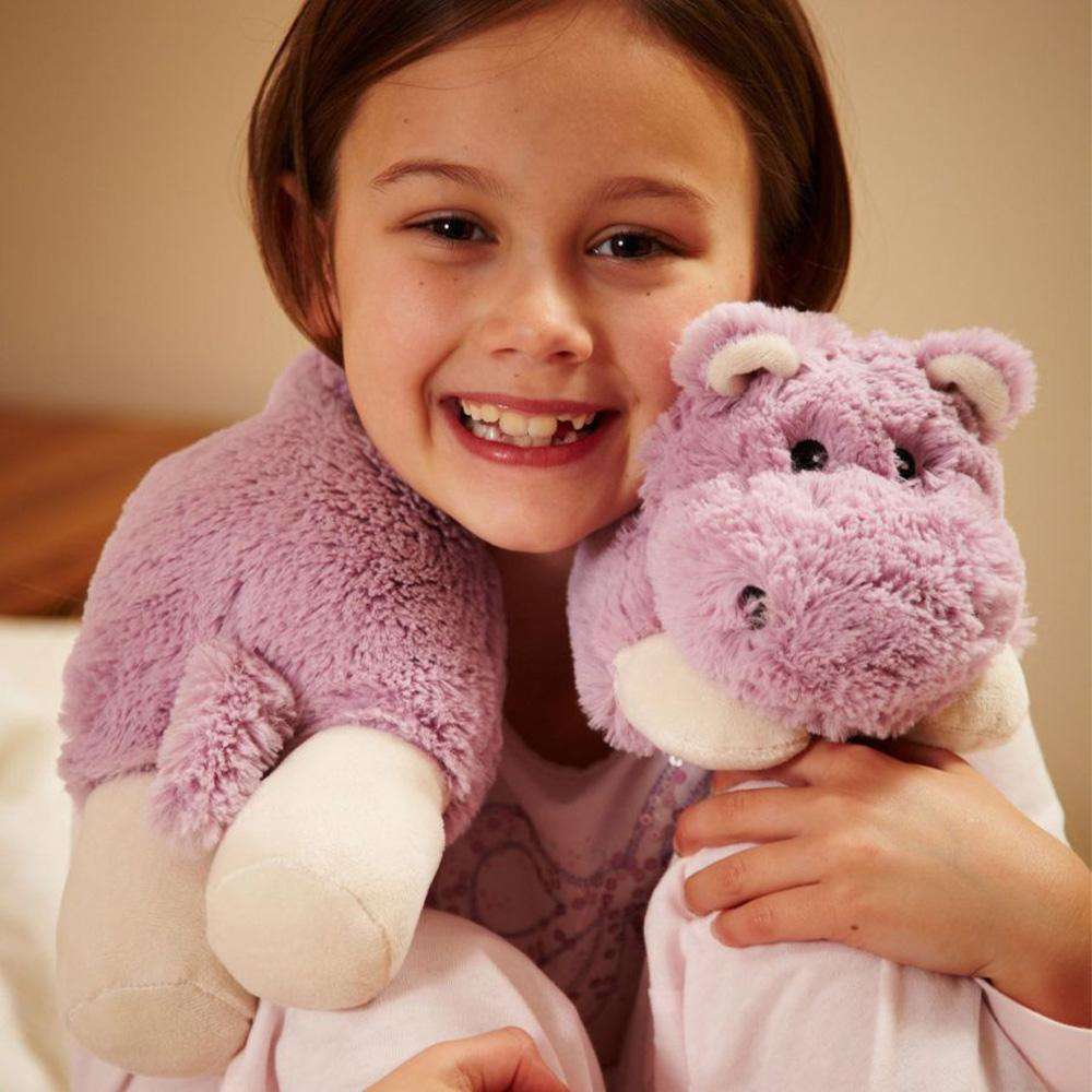Hippo Warmies Wrap - Microwaveable Heating Pad for Pain Relief, Stress & Anxiety - Soft Plush Warm Hug for Kids & Adults - Perfect for Cuddling, Relaxation & Comfort at Home or Office