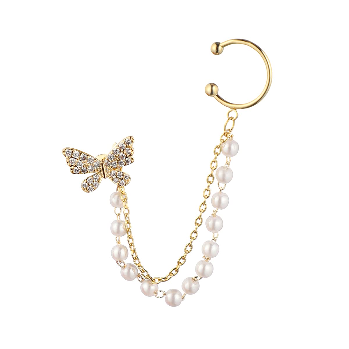 Vercret Gold Cuff Earrings for Women - Adjustable Cartilage Ear Cuff with CZ Stones, No Piercing Wrap Around Ear Clip - Perfect for Parties, Weddings & Everyday Elegance