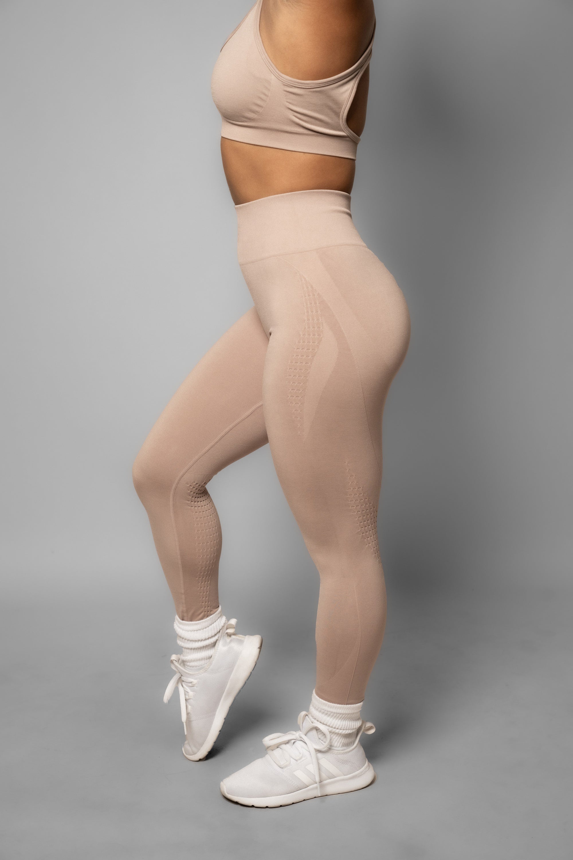 Premium High-Waisted Neutral Tone Yoga Leggings for Women - Soft & Breathable Workout Pants for Gym, Running, Pilates & Lounge Wear
