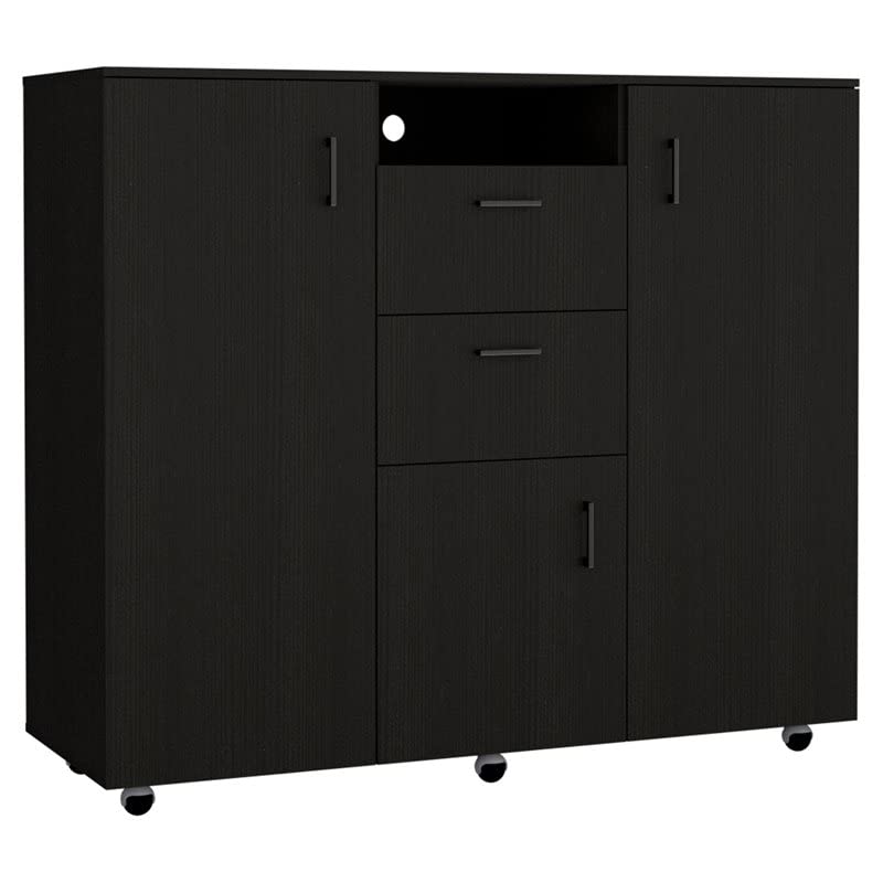 Modern Wood Bedroom Dresser with Two-Door Cabinet - Black Finish | Stylish Storage Solution for Bedroom, Guest Room & Apartment | Atlin Designs Sicilia Collection