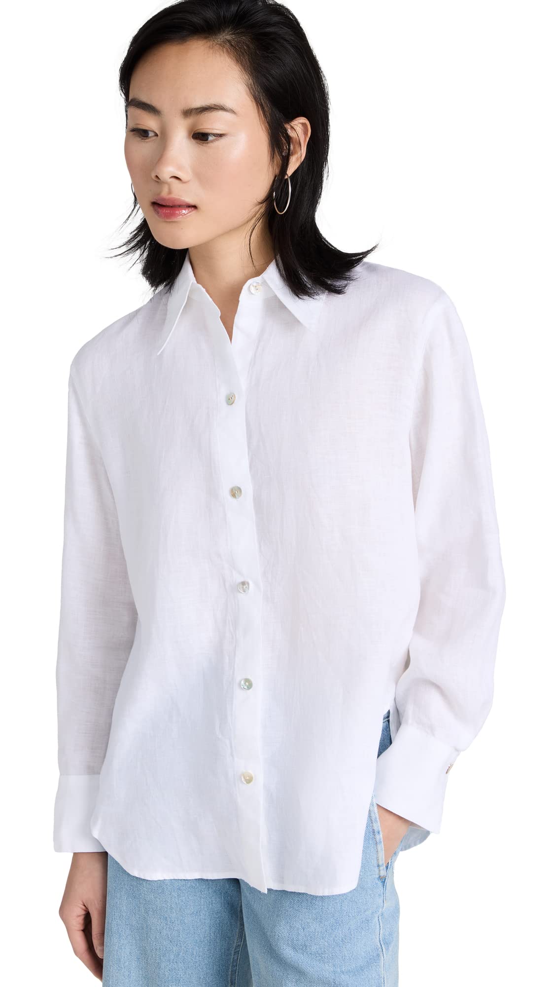 Vince Women's Relaxed Fit Long Sleeve Button Down Shirt - Soft Cotton Casual Shirt for Work, Office & Everyday Wear