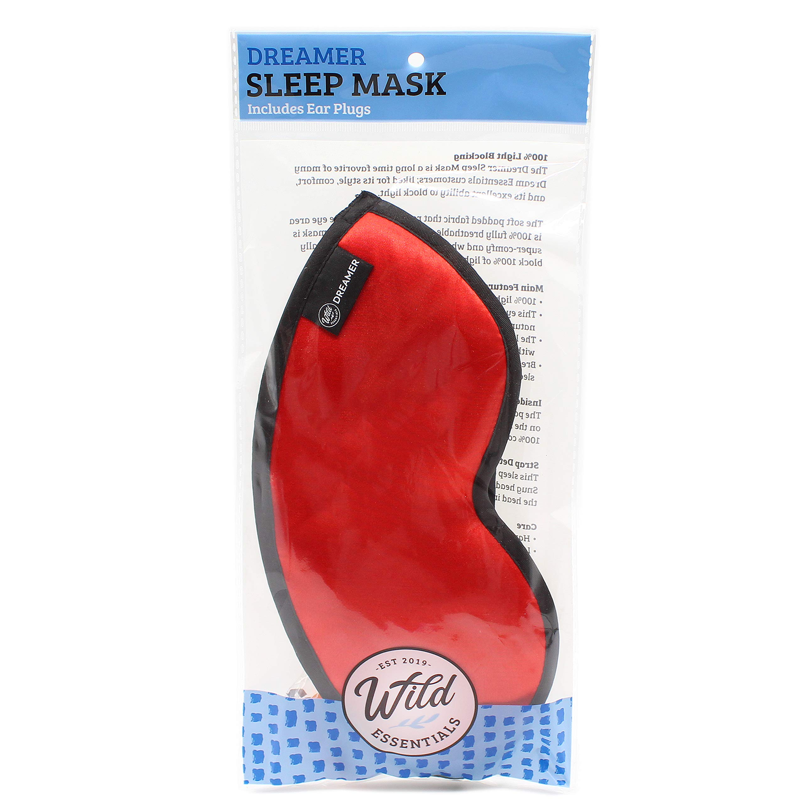 Wild Essentials Dreamer Sleep Masks (Sunset Red) - 100% Blackout Eye Mask for Sleeping, Travel & Meditation - Soft Comfortable & Adjustable for Side Sleepers - Perfect for Night Shift, Jet Lag & Light Sensitivity Relief