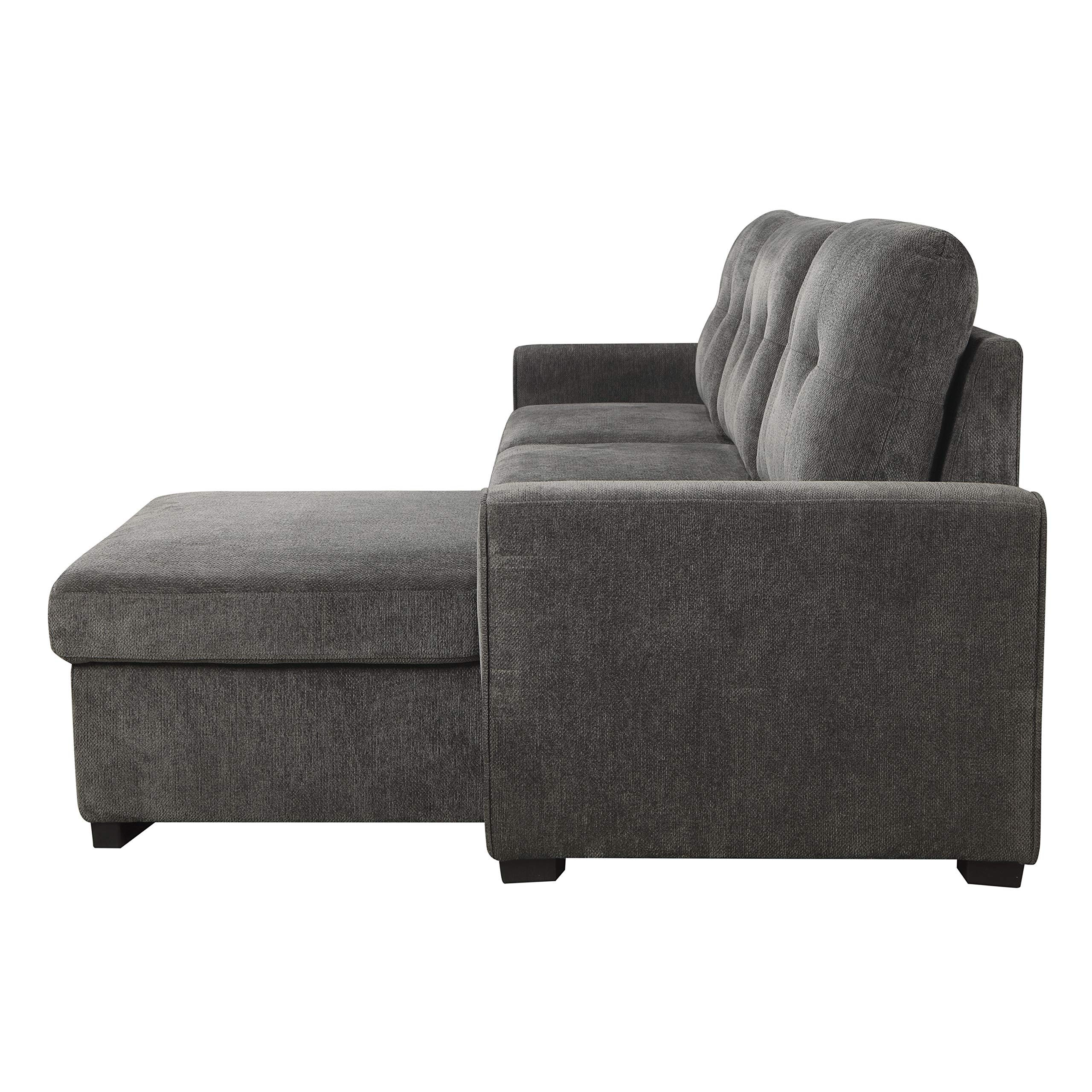 Lexicon L-Shaped Sectional Sofa Bed with Storage Chaise - Reversible Sleeper Couch for Living Room, Pull-Out Bed & Chaise Lounge - Perfect for Small Spaces, Guest Rooms & Apartment Living (Dark Gray)