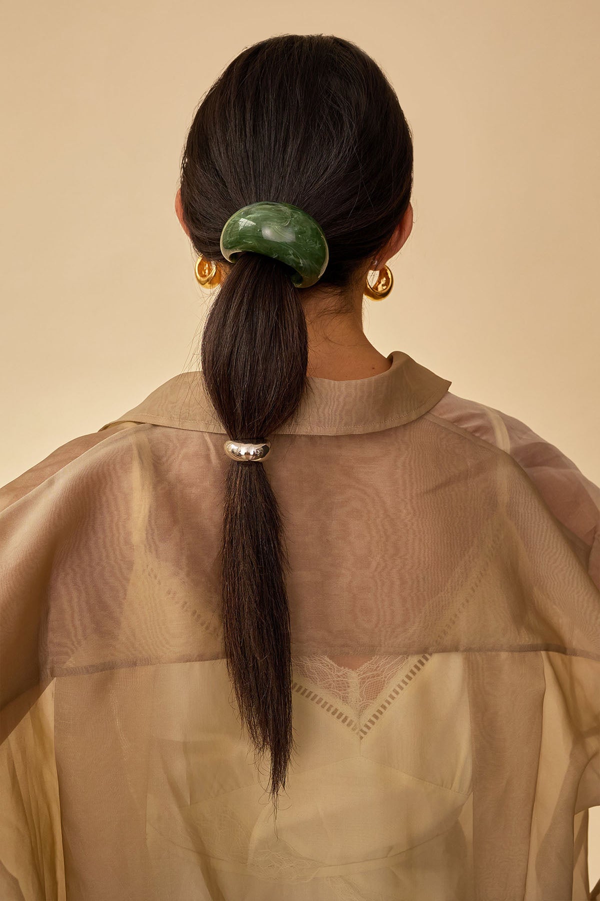 Elegant Marble Dome Pony Cuff Bracelet - Stylish Hair Accessory for Women & Girls - Perfect for Weddings, Parties & Everyday Wear