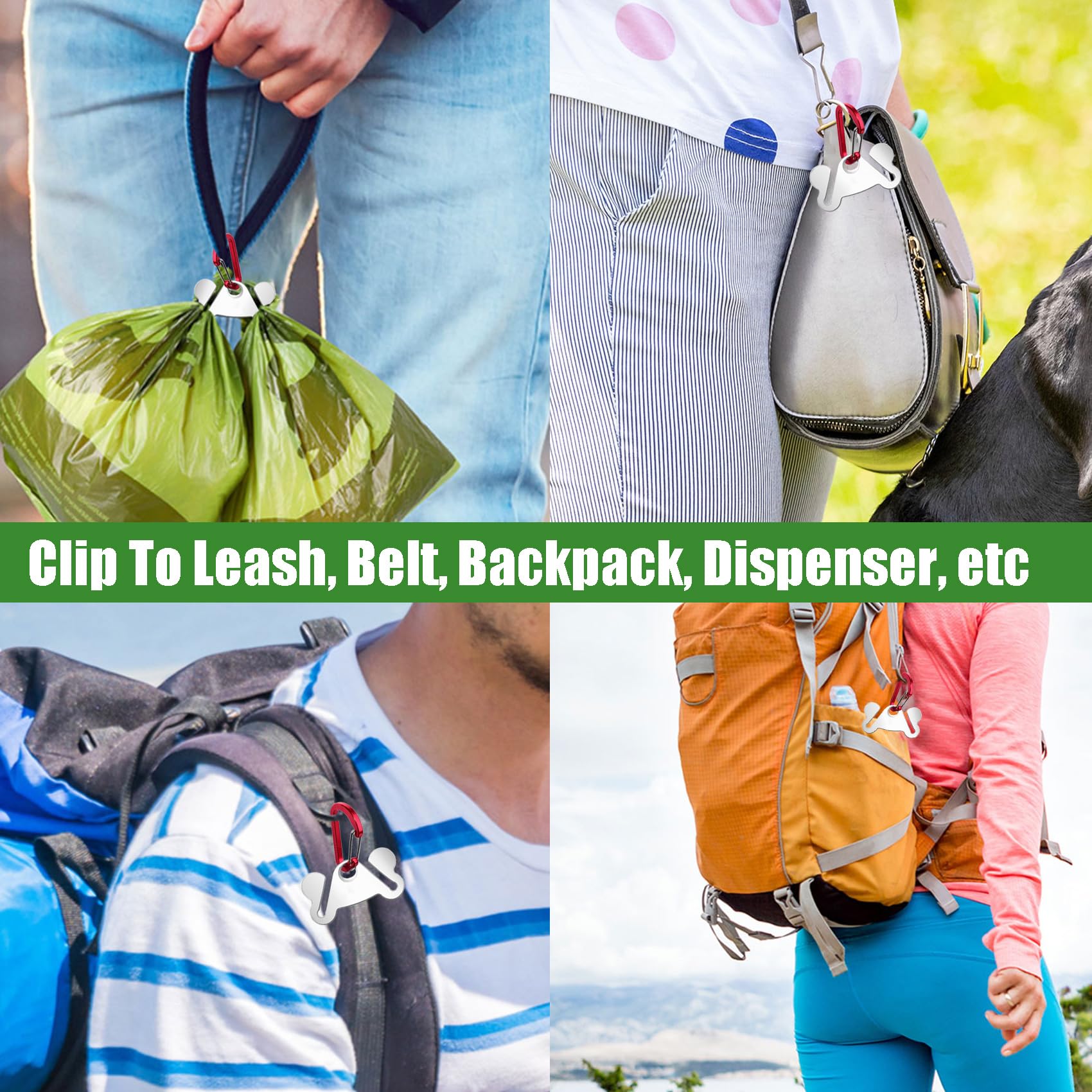 2PCS Dog Poop Bag Holder - Leash Attachment Waste Bag Dispenser for Dogs, Hands-Free Poop Bag Carrier for Walking & Hiking - Durable & Convenient for Pet Owners