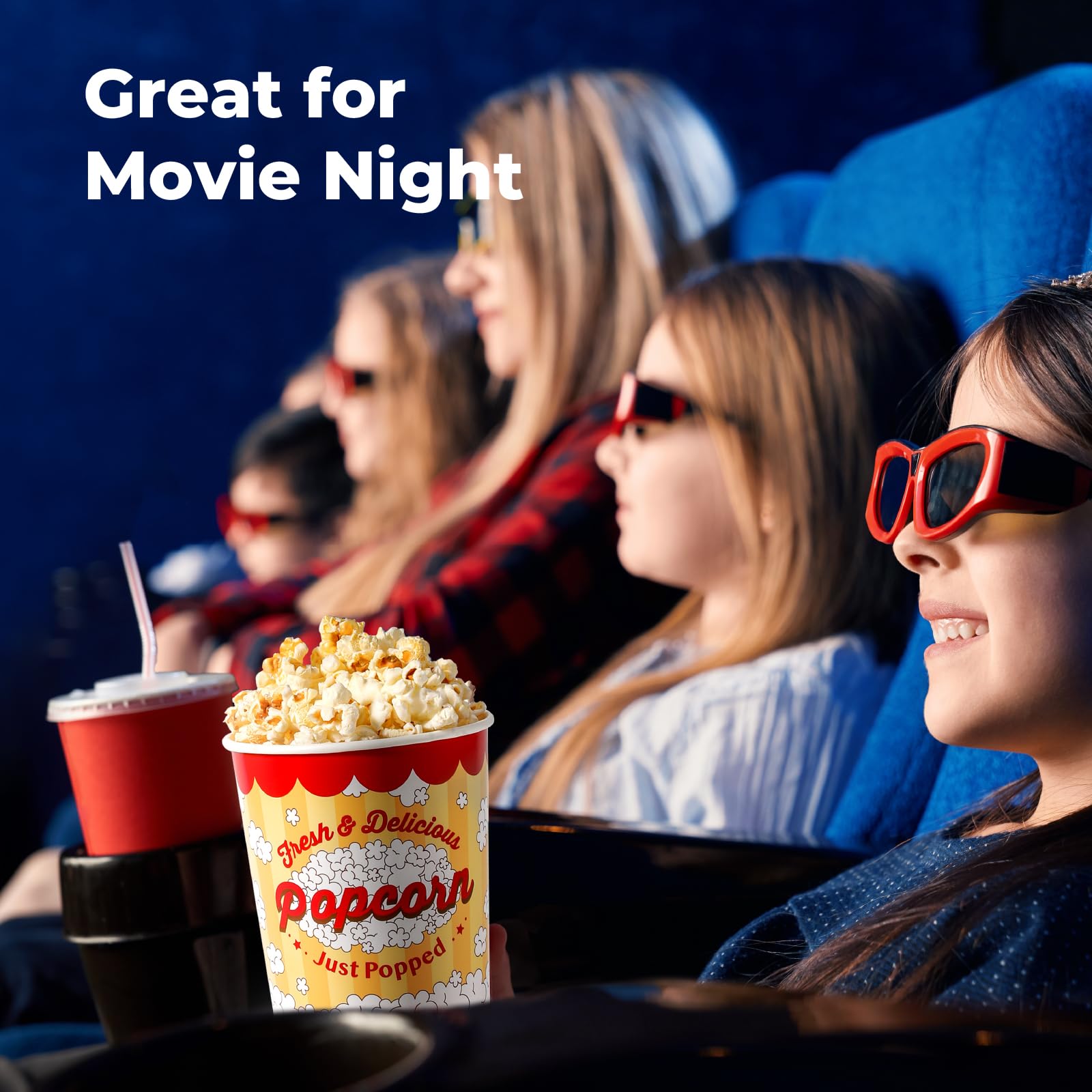 500 Pack 32 Oz Disposable Popcorn Buckets - Grease Resistant Classic Paper Bowls for Popcorn Machines, Home Theater, Movie Nights & Carnivals (Perfect for Parties, Snacks & Concession Stands)