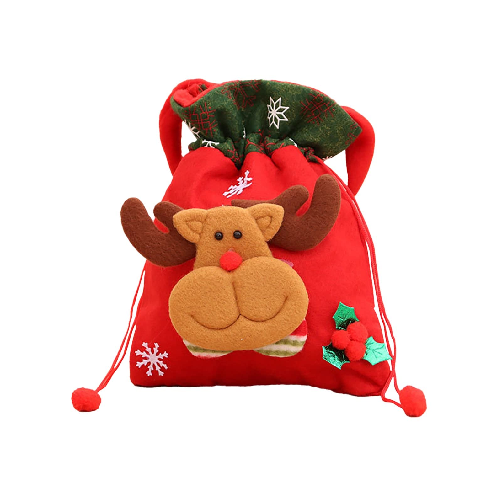 Christmas Gift Bags - Festive Santa Drawstring Candy Bags for Kids Party Favors, Holiday Decorations & Stocking Stuffers | Bulk Children's Treat Containers for Christmas, Birthday Parties & Special Events (Red, One Size)