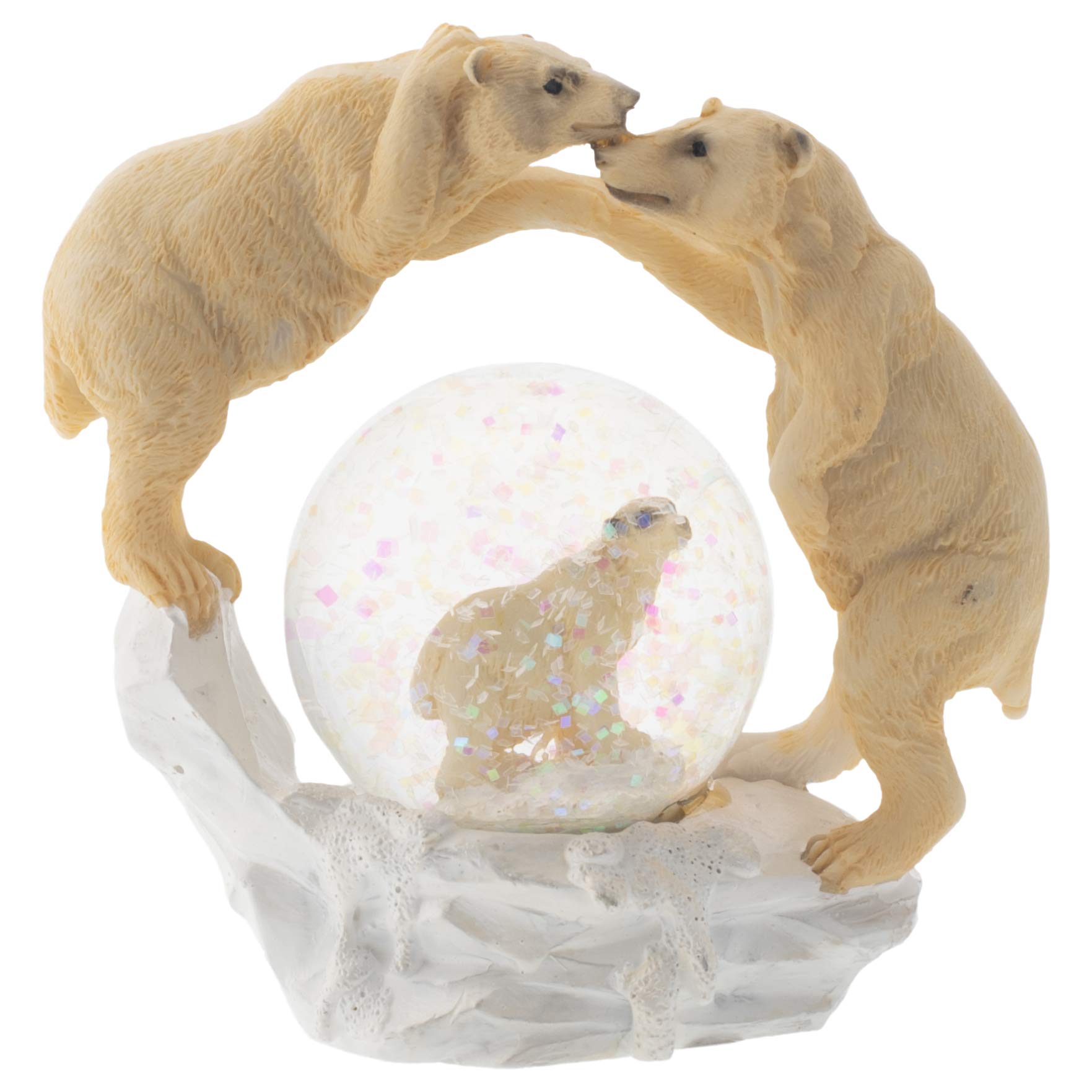 Elanze Designs White Polar Bear Family Figurine - 45MM Miniature Snow Globe with Glitter Water, Polyresin Tabletop Decoration for Dresser, Nightstand, or Gift | Perfect for Winter Home Decor, Christmas Display & Cozy Bedroom Accent