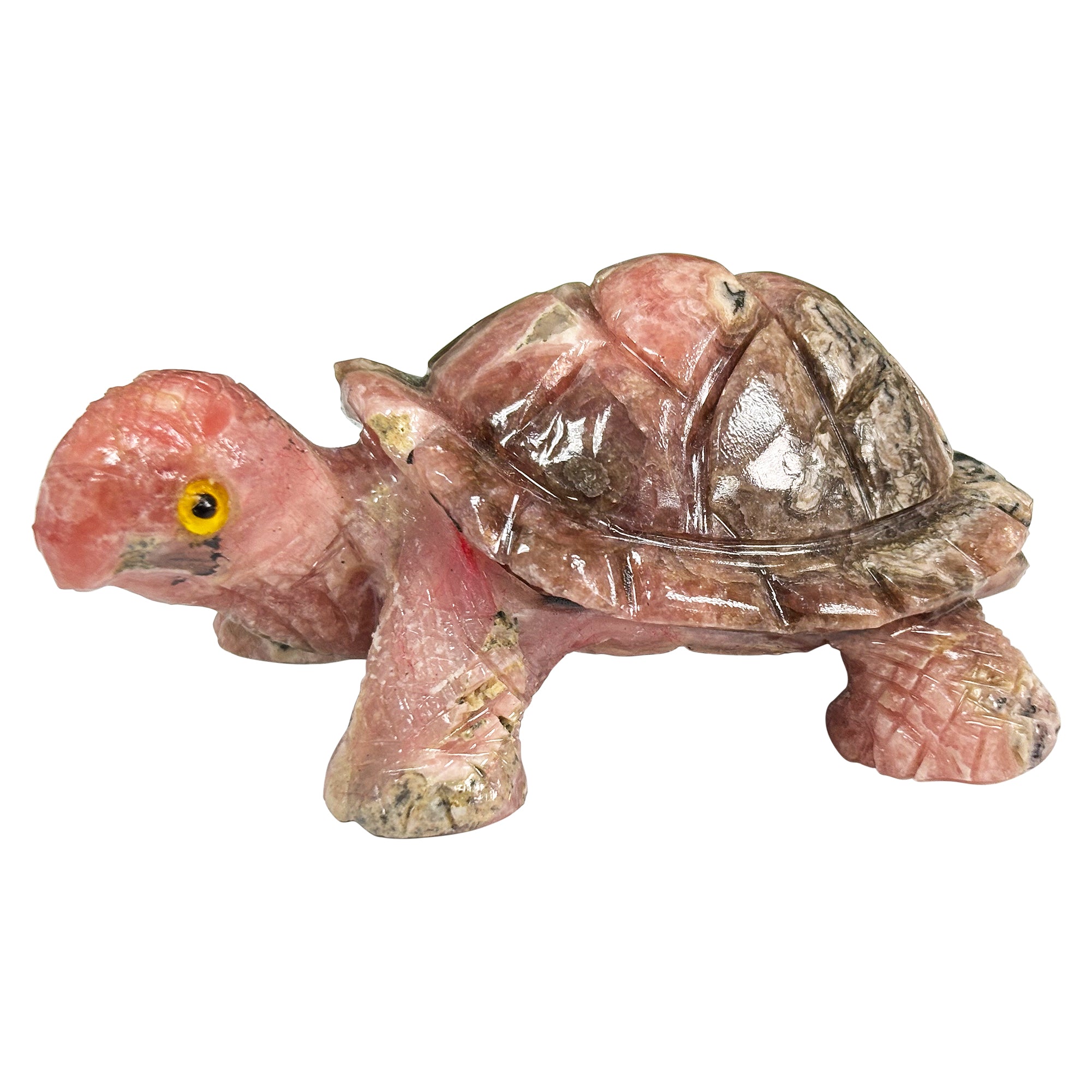 Hand Carved Rhodochrosite Turtle Gemstone Figurine - Natural Stone Animal Sculpture for Home Decor, Meditation & Feng Shui - Unique Gift for Collectors & Nature Lovers