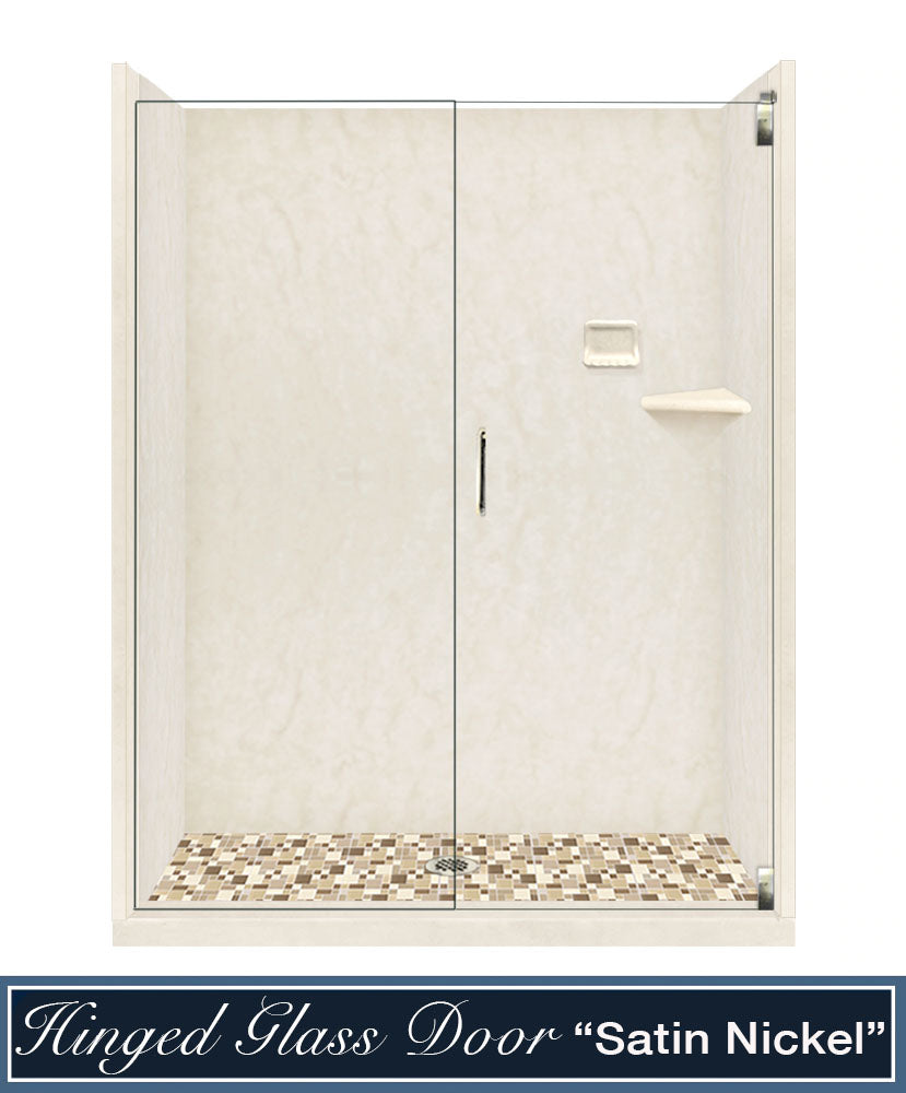 Rafe Marble Tuscany Mosaic Alcove Shower Kit - Premium Bathroom Upgrade with Elegant Stone Design for Modern Homes & Luxury Hotels