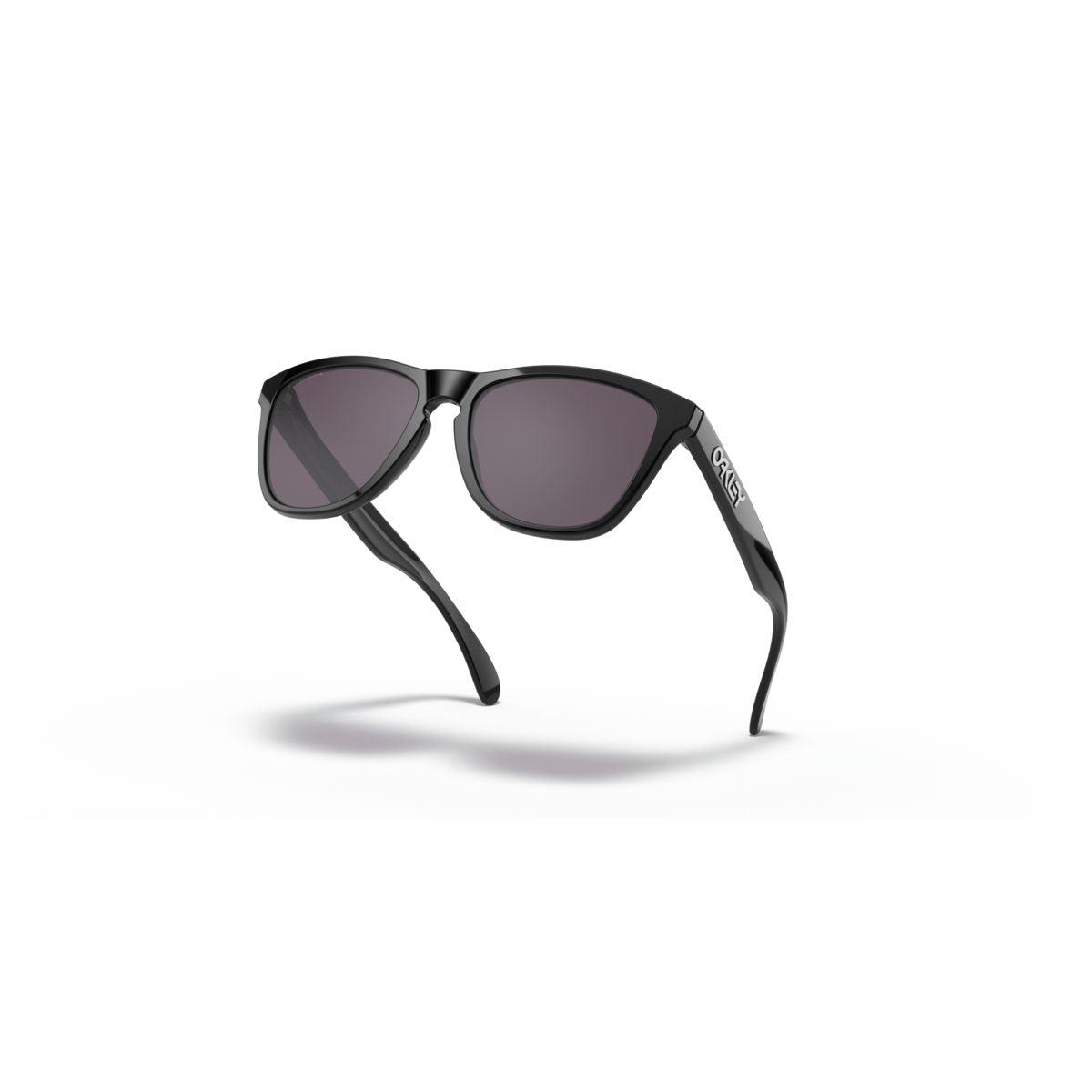 Oakley Frogskins Sunglasses - Low Bridge Fit, Polished Black Frame with Prizm Grey Lenses (Model 0OO9245-924575) | UV Protection for Running, Cycling & Outdoor Sports