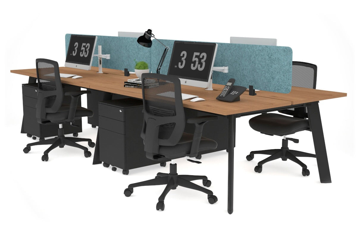 4-Person Workstation with Black Frame - 1200L x 800W Office Desk with Cable Management for Team Collaboration | Perfect for Open Offices, Coworking Spaces & Home Offices