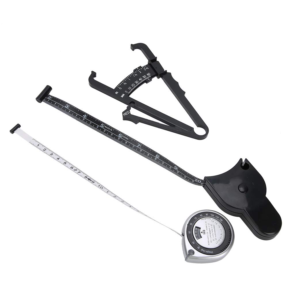 3-Piece Body Fat Caliper Set - Retractable Skinfold Caliper for Accurate Waist & Body Fat Measurement - Essential Fitness Tool for Weight Loss & Body Composition Tracking - Perfect for Home Gym, Personal Trainers & Health Enthusiasts