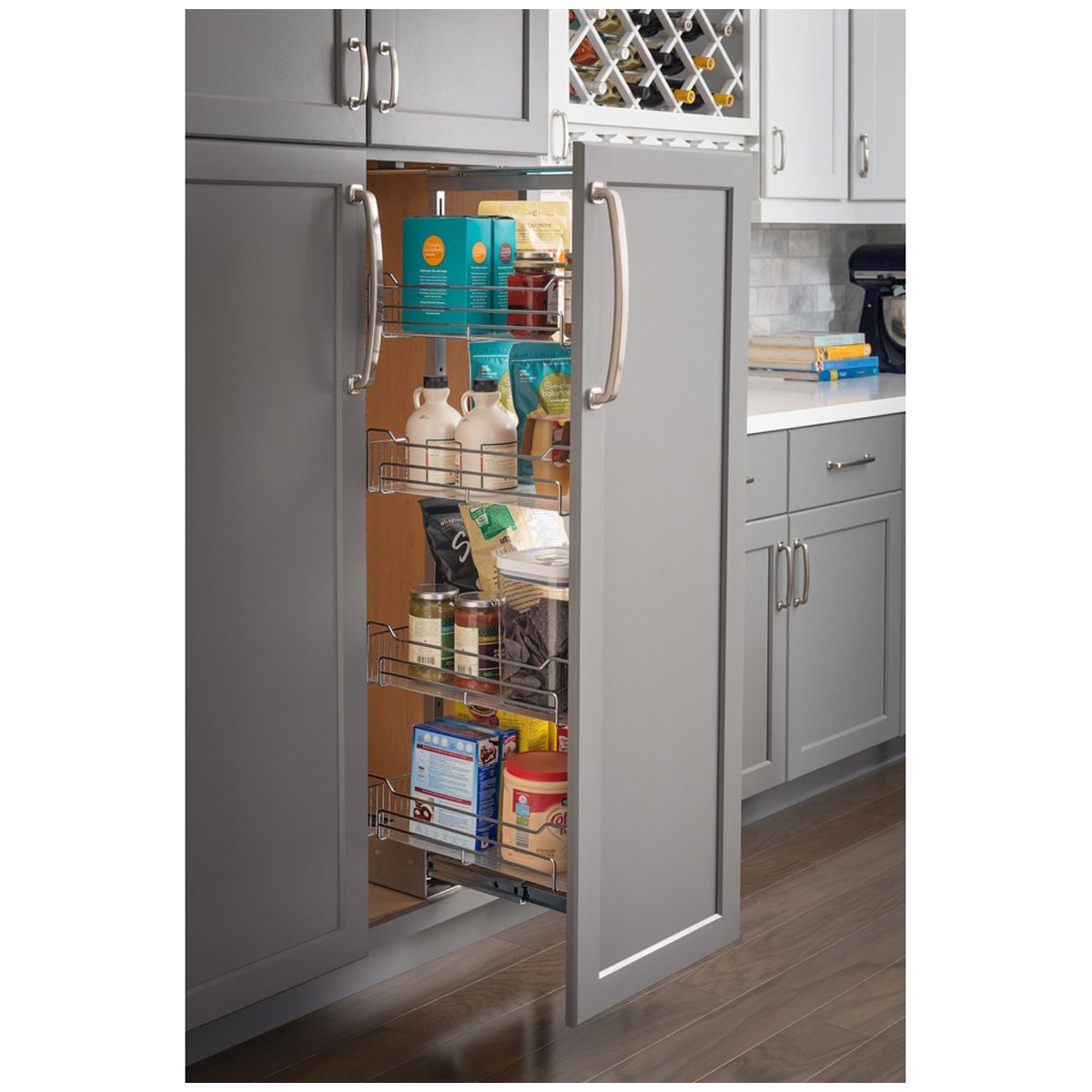 Heavy Duty Chrome Wire Pantry Pullout with Soft Close - 63