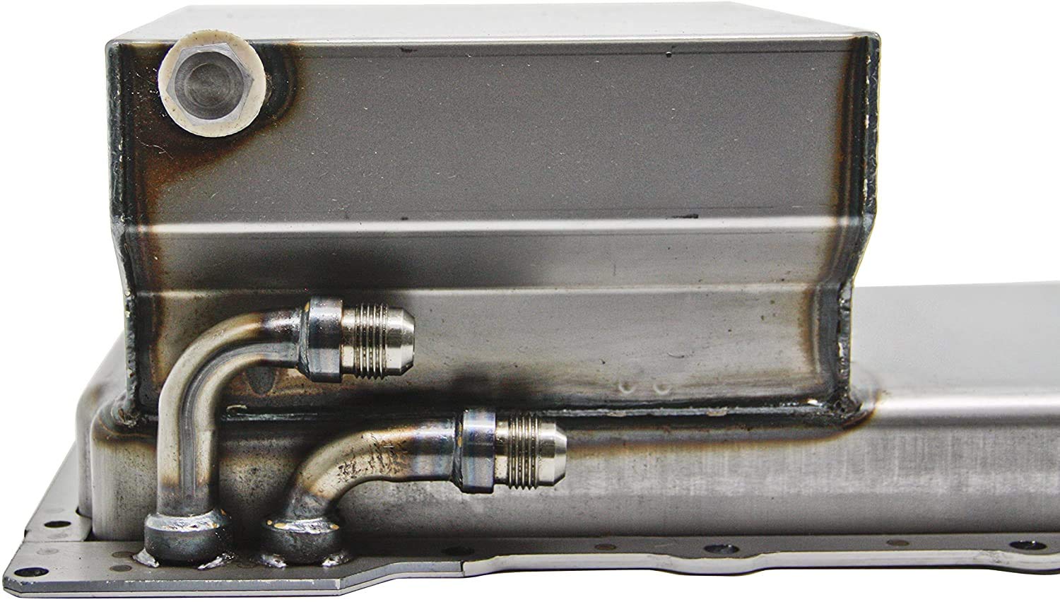 High-Quality Steel Oil Pan for Chevy & GM LS Engines - 7 Qt Capacity with 90 Degree Fitting - Perfect for Performance Upgrades & Engine Builds