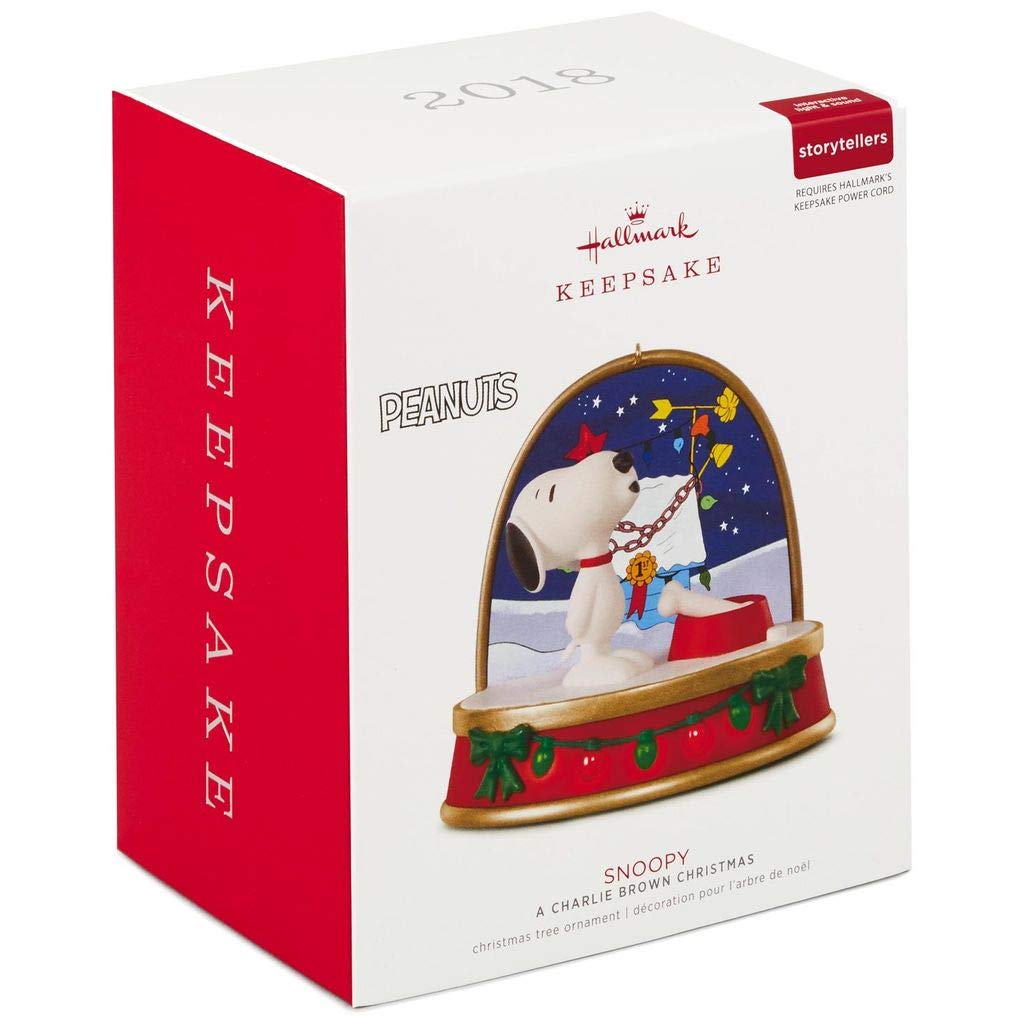 HMK Hallmark 2018 Keepsake A Charlie Brown Christmas Snoopy Ornament with Sound and Light - Collectible Holiday Decor for Tree, Gift & Festive Home Decoration