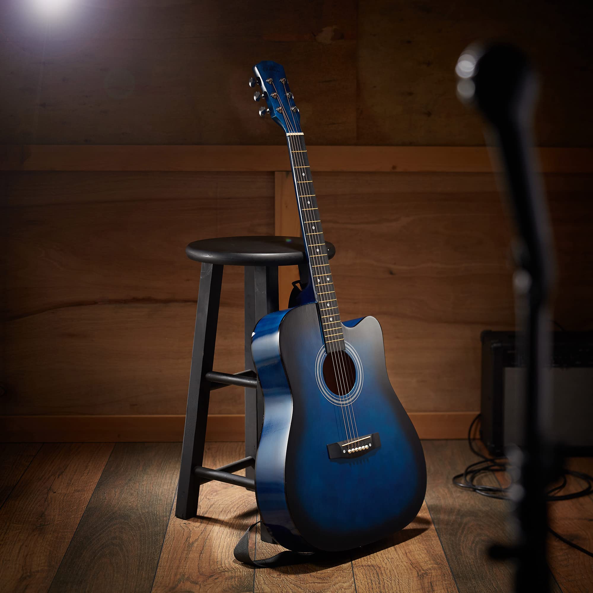 Ashthorpe 41-inch Cutaway Acoustic Guitar Starter Kit for Beginners - Full Size Blue Guitar with Gig Bag, Strings, Strap, Tuner & Picks - Perfect for Learning, Practice, Performances & Gifts