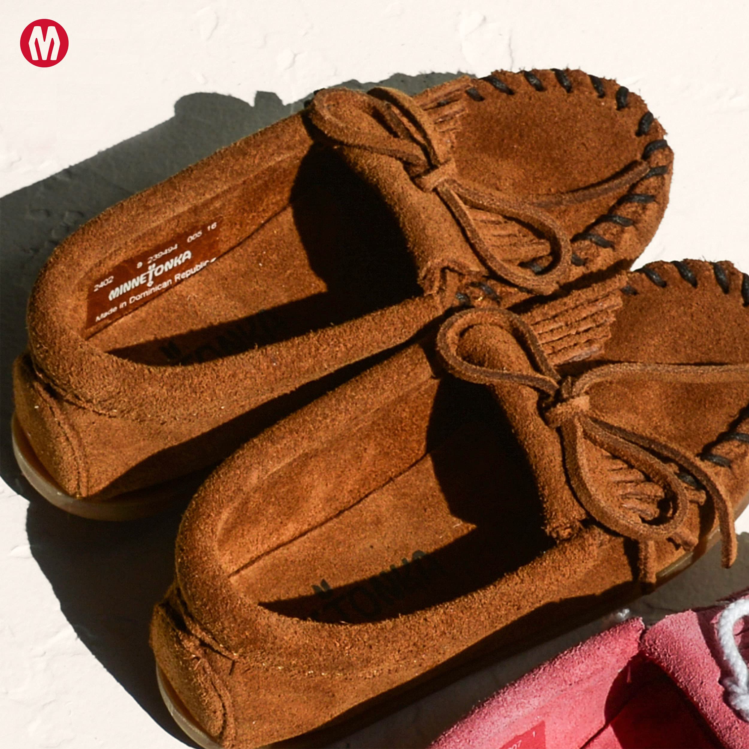 Minnetonka Kids' Kilty Hardsole Moccasin - Soft Leather Slip-On Shoes for Boys & Girls - Comfortable & Durable for School, Play & Outdoor Activities