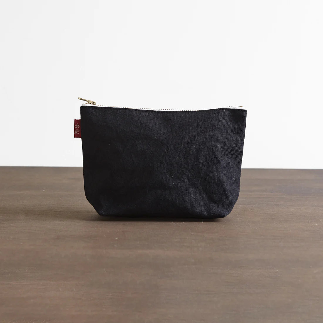 Kurashiki Hampu Canvas Boat Shaped Pouch - Large Size in Black | Japanese Vintage Style Storage Bag for Travel, Makeup & Daily Essentials