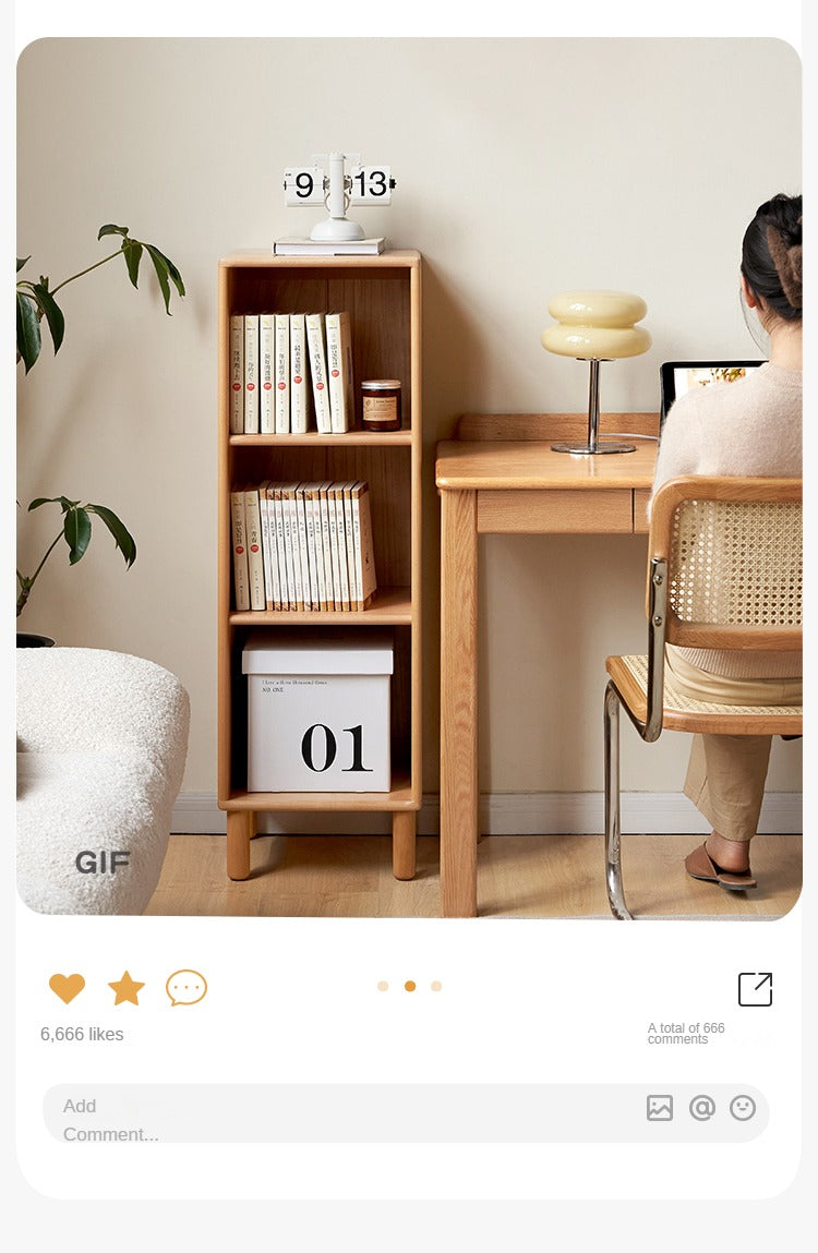 Solid Beech Wood Small Bookshelf Side Cabinet - Compact Storage for Books, Decor & Essentials in Living Room, Bedroom or Office