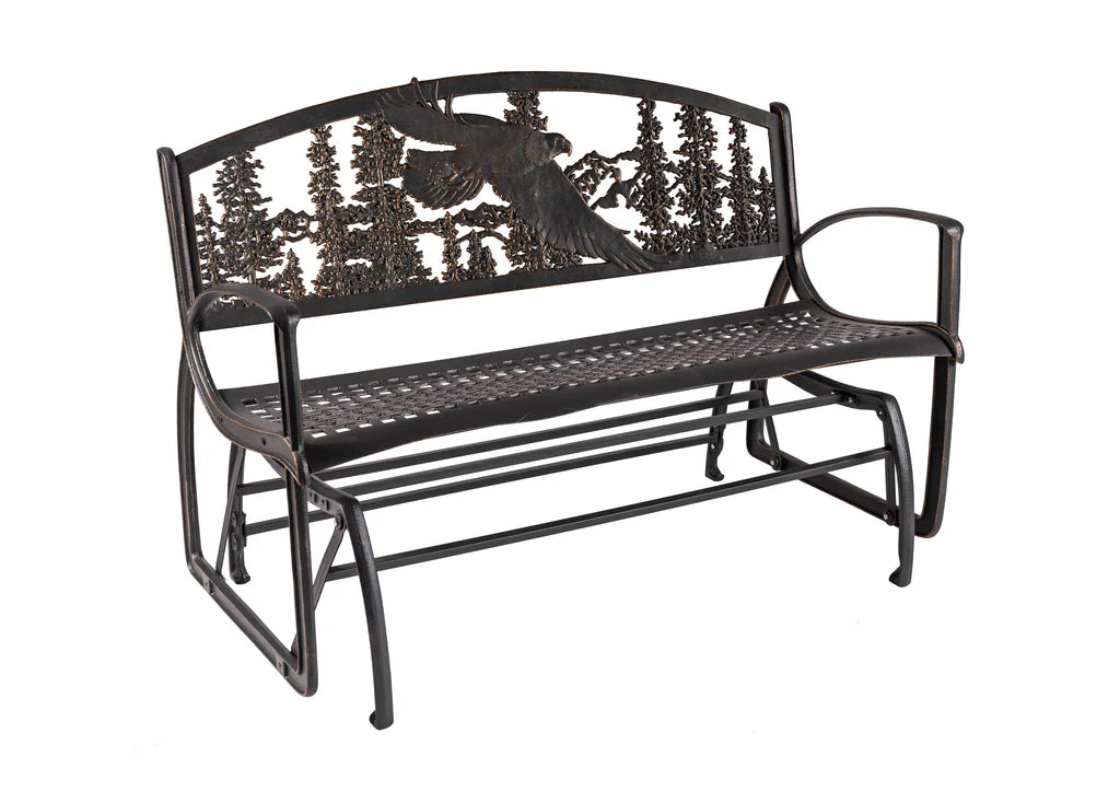 Premium Outdoor Eagle Glider Bench - Heavy-Duty Patio Swing with Weather-Resistant Finish for Garden, Backyard & Porch Relaxation | Perfect for Lounging, Reading & Enjoying Nature
