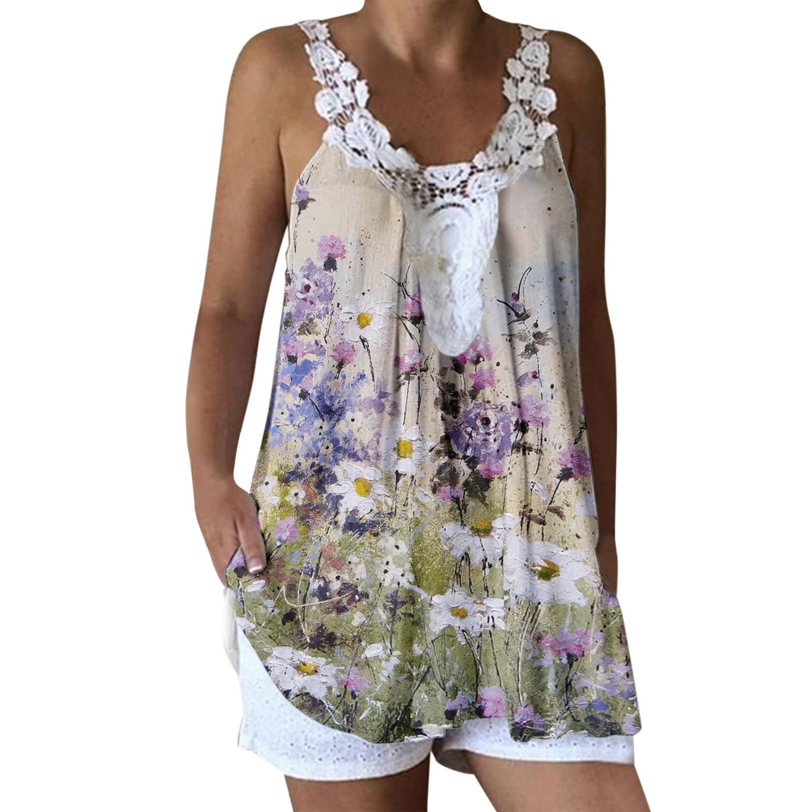 Women's Summer Crewneck Cold Shoulder T-Shirts - Lace Cutout Short Sleeve Blouse for Casual Outings & Beach Wear