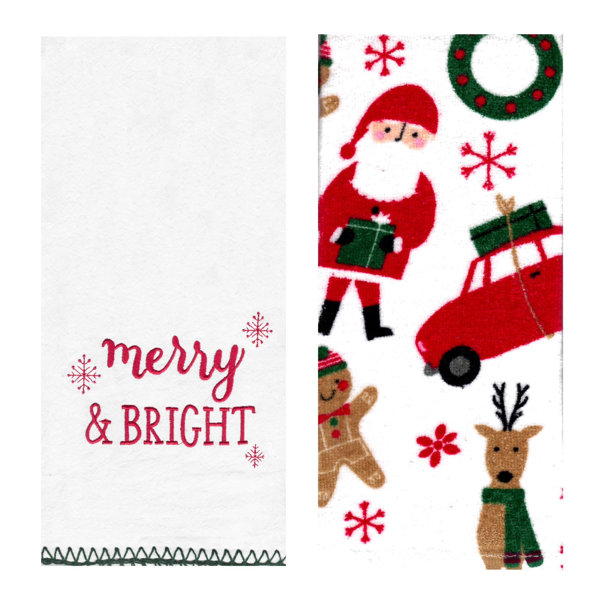 Merry & Bright Holiday Kitchen Towels - Christmas Themed Dish Towels for Festive Decor & Holiday Cooking - Perfect for Holiday Parties, Baking & Home Decor
