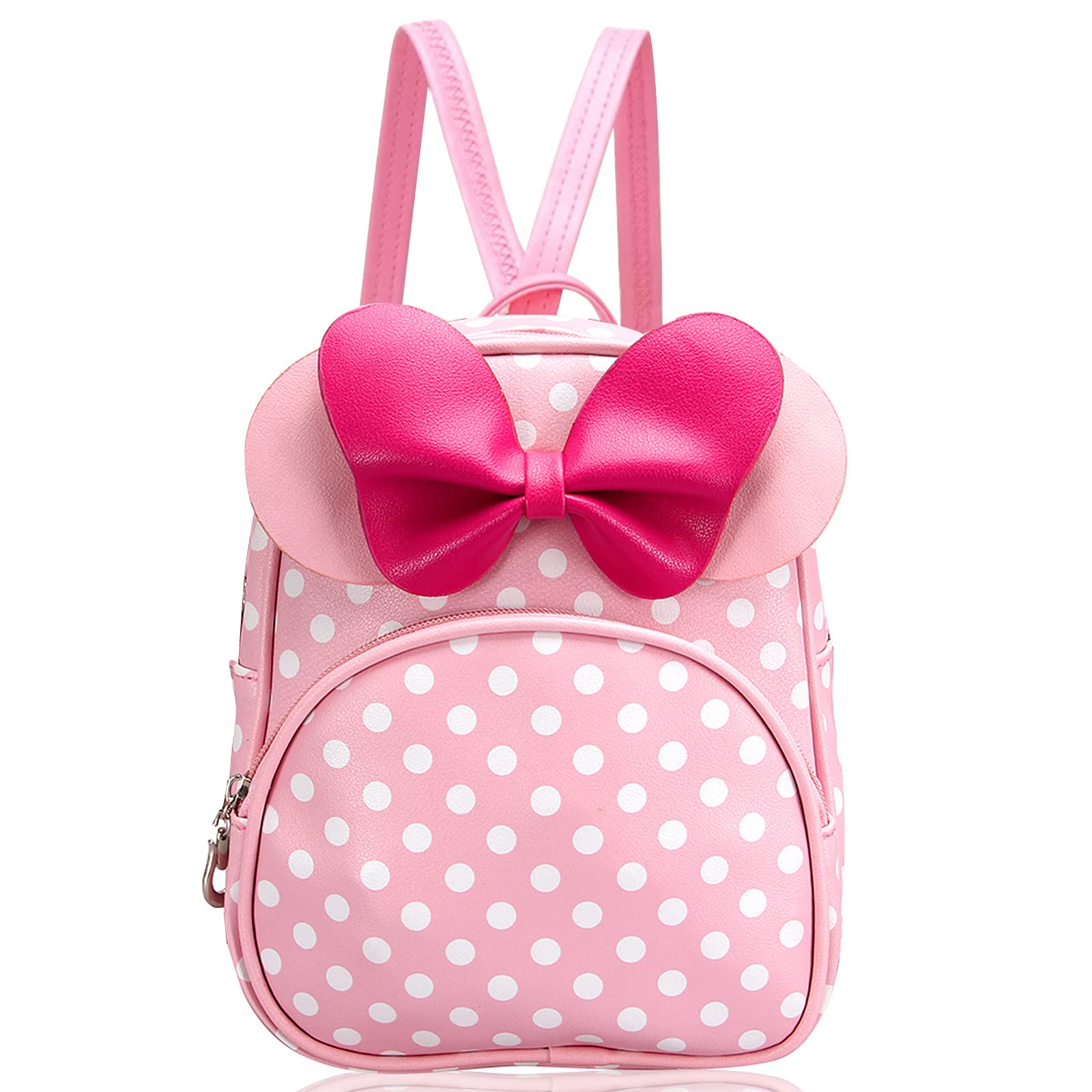 Voikukka Cute Mini Mouse Backpack for Toddler Girls - Leather Kids Crossbody Bag, Small Pink Backpack for Baby Girls - Perfect for School, Travel & Playtime