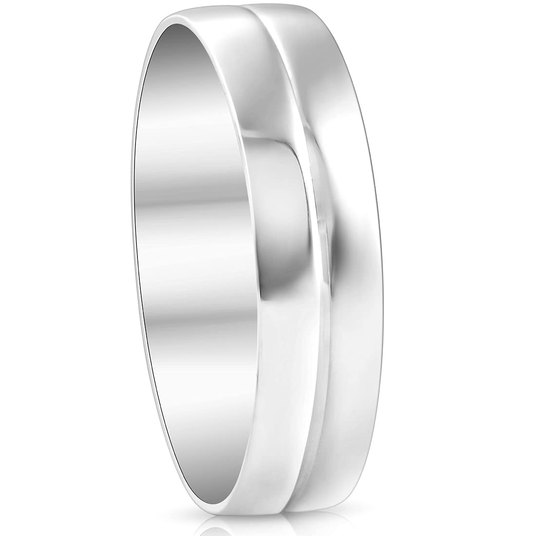 10K White Gold 6MM Polished Dome Comfort Fit Wedding Band Ring for Men - Perfect for Engagements, Anniversaries & Special Occasions