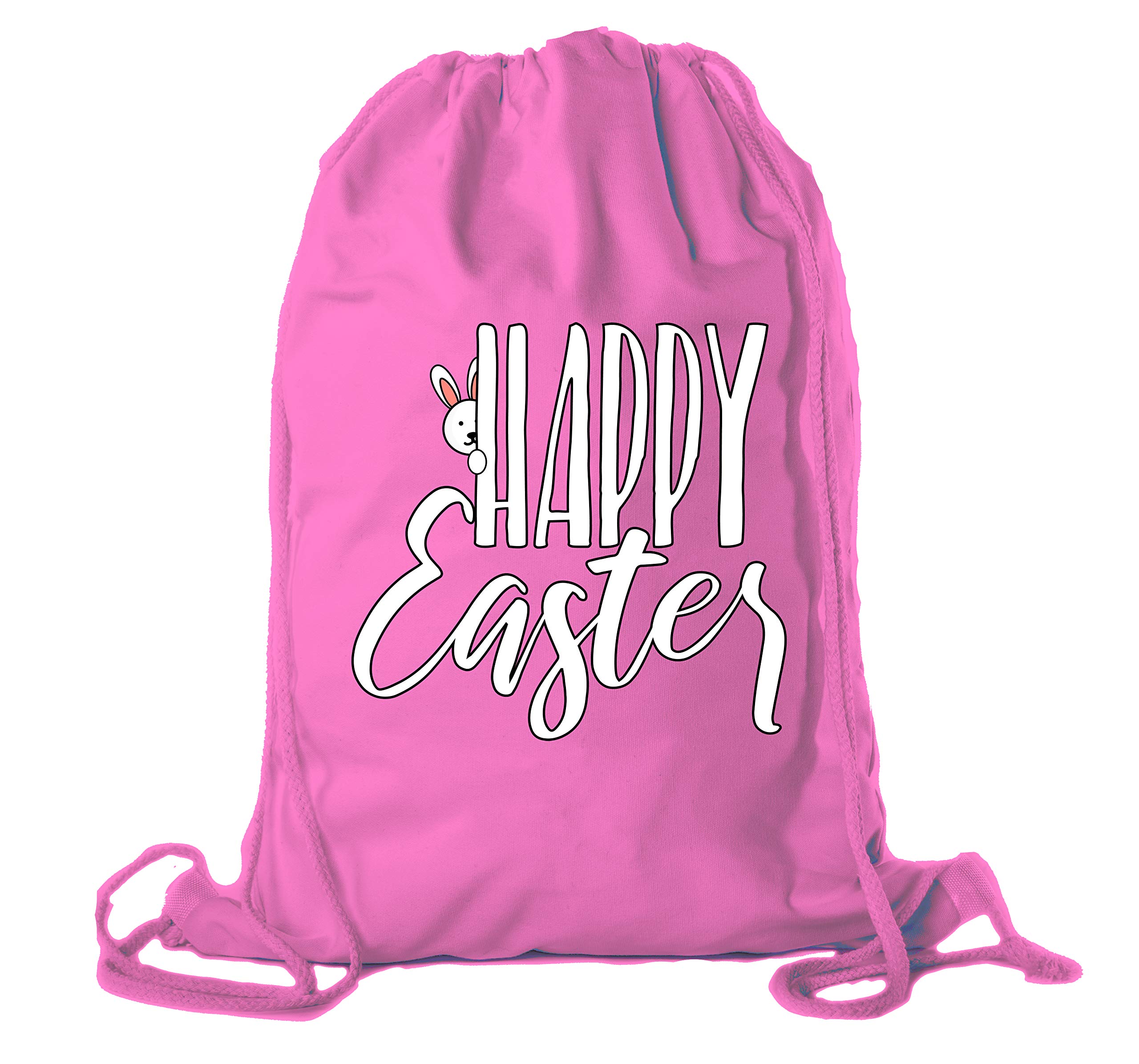 Easter Basket Backpack - Bulk Cotton Drawstring Cinch Bags for Easter Bunny Gifts & Party Favors - Cute Peeking Bunny Design - Perfect for Easter Egg Hunts, School Events & Holiday Celebrations