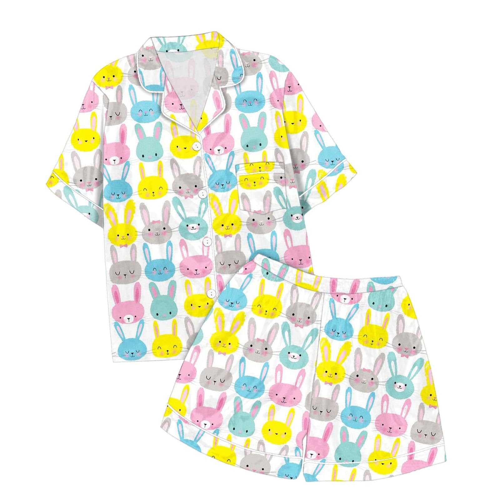 2 Piece Summer Pajama Set for Women - Soft Silk Sleepwear Set - Lounge & Sleep Comfort - Perfect for Relaxing at Home, Vacation & Gift Giving