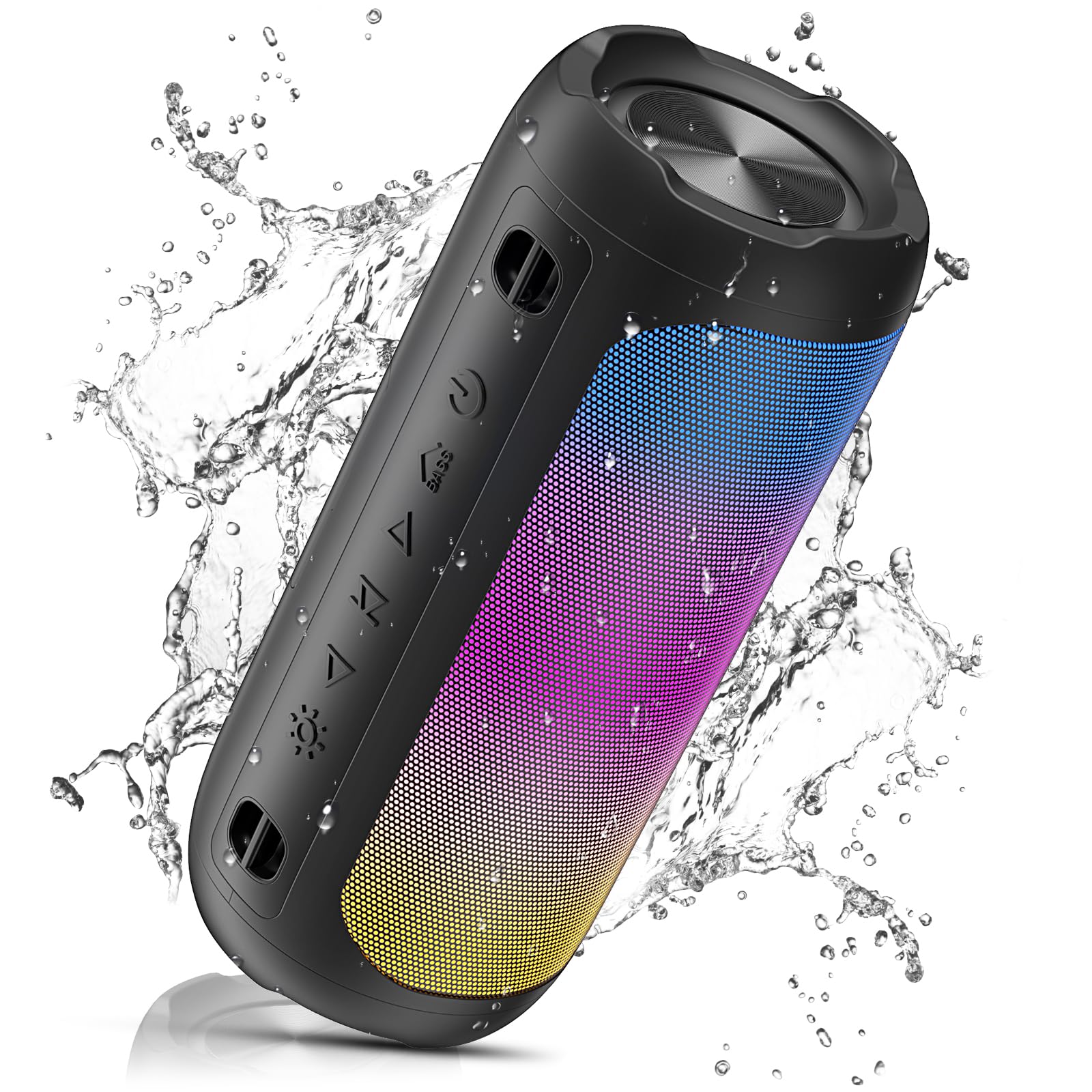 VOSFEEL Wireless Bluetooth Speaker with Gravity Sensor Lights, 30-Hour Playtime, Stereo Bass, IPX7 Waterproof, USB/Micro TF Card Support, Ideal for Mobile Phone, PC, and Outdoor Adventures - Perfect Gift for Men