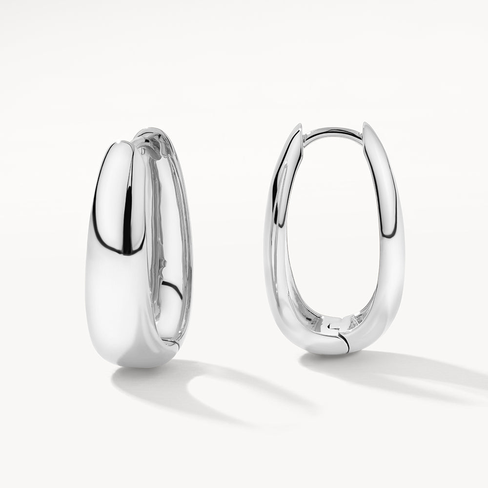Stylish Silver Elongated Dome Hoop Earrings for Women - Perfect for Everyday Wear & Special Occasions