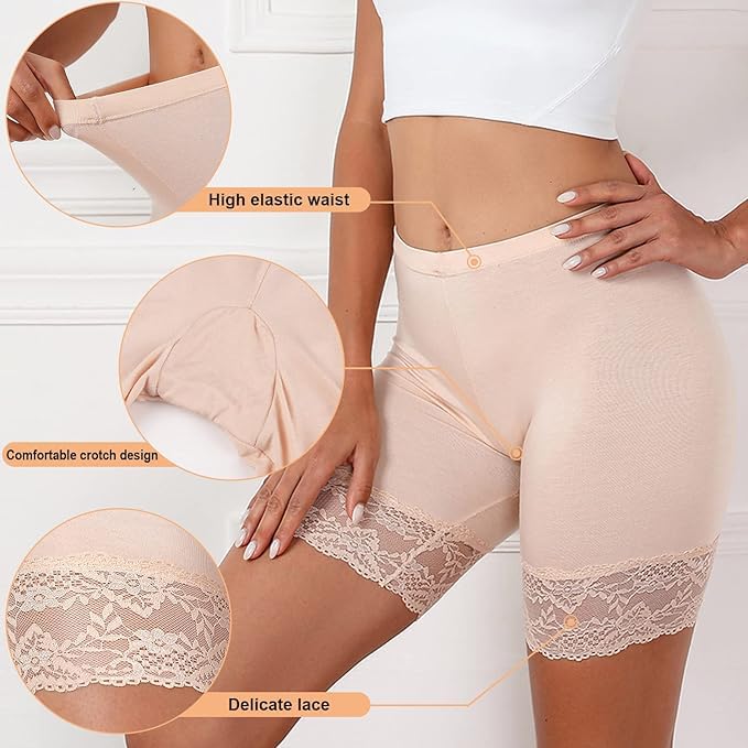 NICSY Women's Seamless Shapewear Shorts - Mid Thigh Boyshorts for Yoga, Cycling & Swim | Anti-Chafing Lace Underskirt for Dresses & Sports | Pack of 1 (Skin XS) | Perfect for Workouts, Beach Days & Everyday Comfort