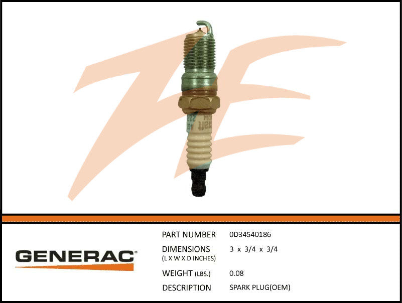 Generac 0D34540186 OEM Spark Plug - High Performance Replacement for Generac Engines - Perfect for Generators, Pressure Washers & Outdoor Power Equipment
