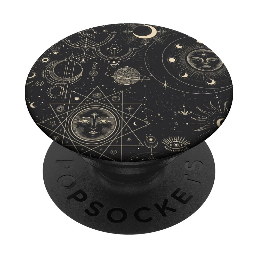 Astrology Space Themed Phone Grip - Moon, Sun & Stars Design PopSockets PopGrip for iPhone & Android | Perfect for Stargazers & Astronomy Lovers