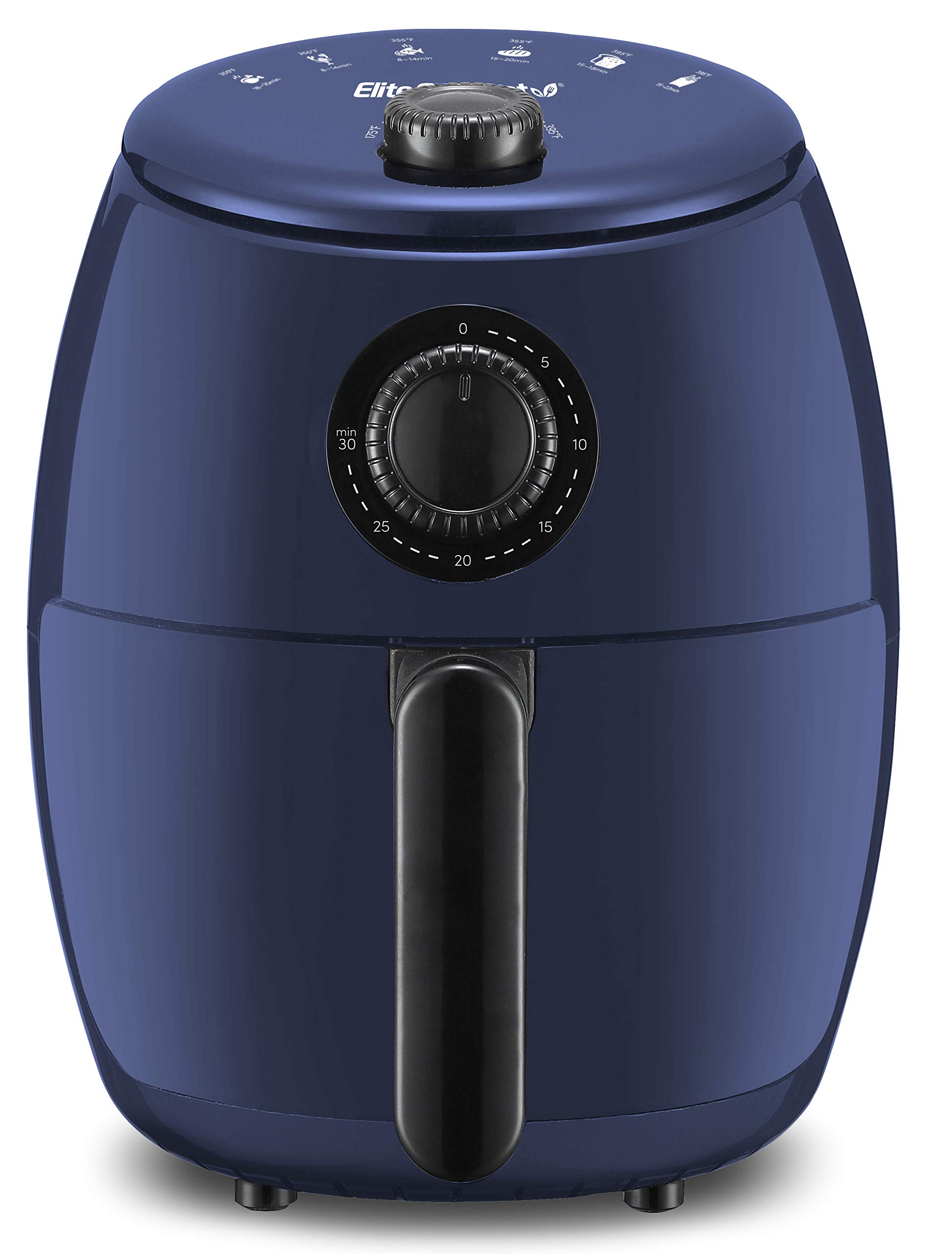 Elite Gourmet EAF-0201BG 2.1 Quart Compact Air Fryer - Oil-Free Healthy Cooking, 1000W with Timer & Temp Control, Space Saving Design (Blue Gray) - Perfect for Small Kitchens, Dorms & Healthy Meal Prep