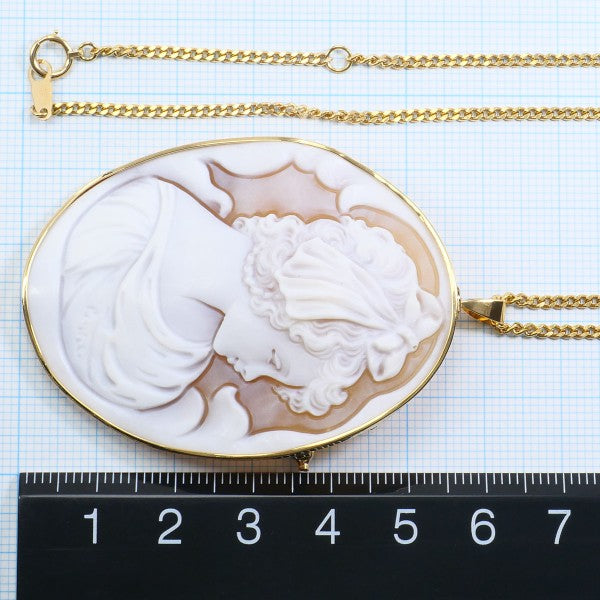 18K Yellow Gold Shell Cameo 2-Way Necklace & Brooch Set with Certificate - Vintage Jewelry for Weddings, Anniversaries & Special Occasions