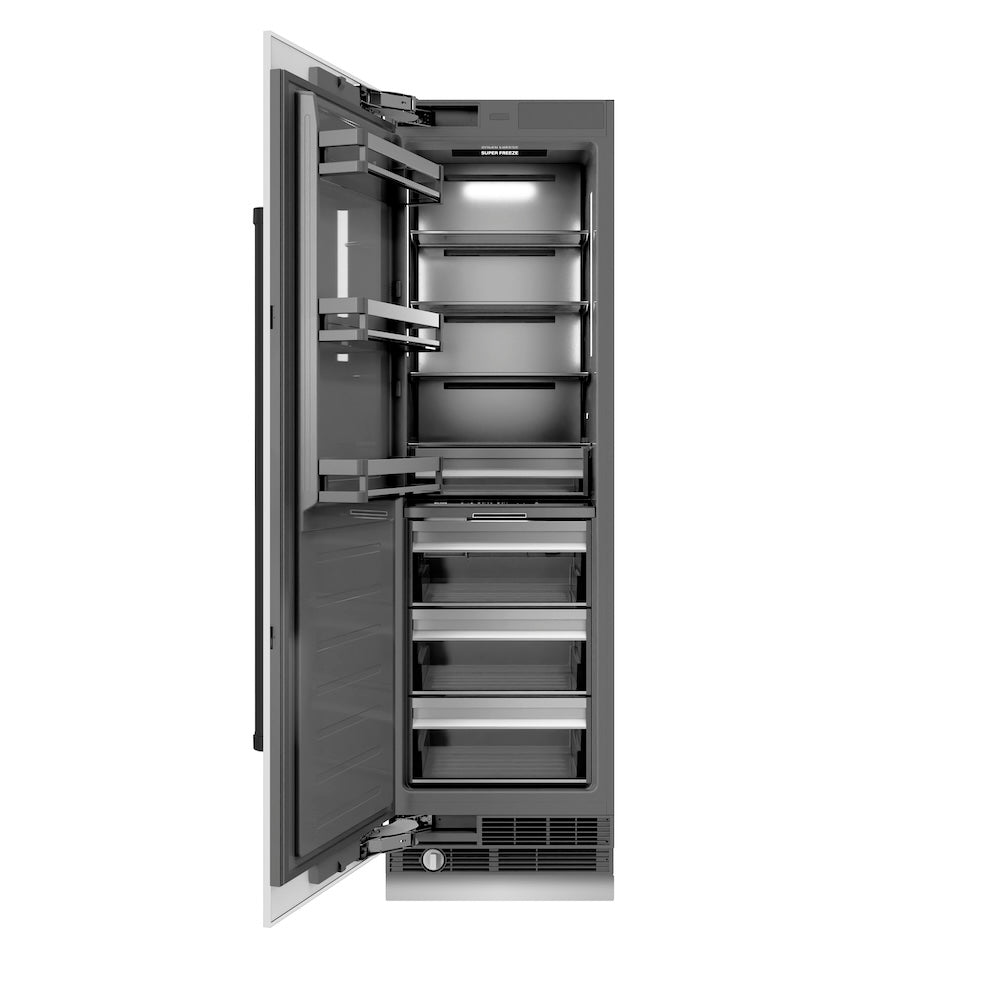 ZLINE Autograph Edition 24 Inch 12.4 Cu Ft Column Freezer - White Matte Exterior with Graphite Gray Interior & Matte Black Accents (RCFVZ WM 24 MB) | Perfect for Basement, Garage & Commercial Kitchens