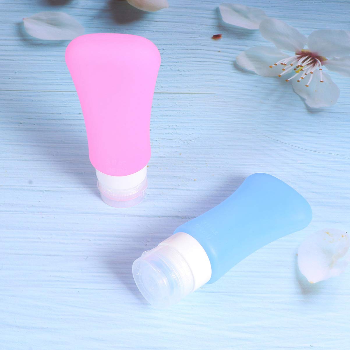 Healifty 2-Pack Empty Travel Bottles Set - Refillable Silicone Squeeze Bottles for Shampoo, Lotion & Shower Gel - Leak-Proof Mini Containers for Toiletries - Perfect for Air Travel, Gym & Vacation Essentials