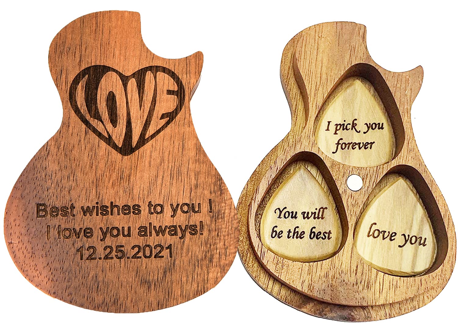 Custom Engraved Guitar Picks Box - Personalized Guitar Pick Case with Name - Unique Gift for Musicians & Fathers - Perfect for Travel, Practice & Stage Performances