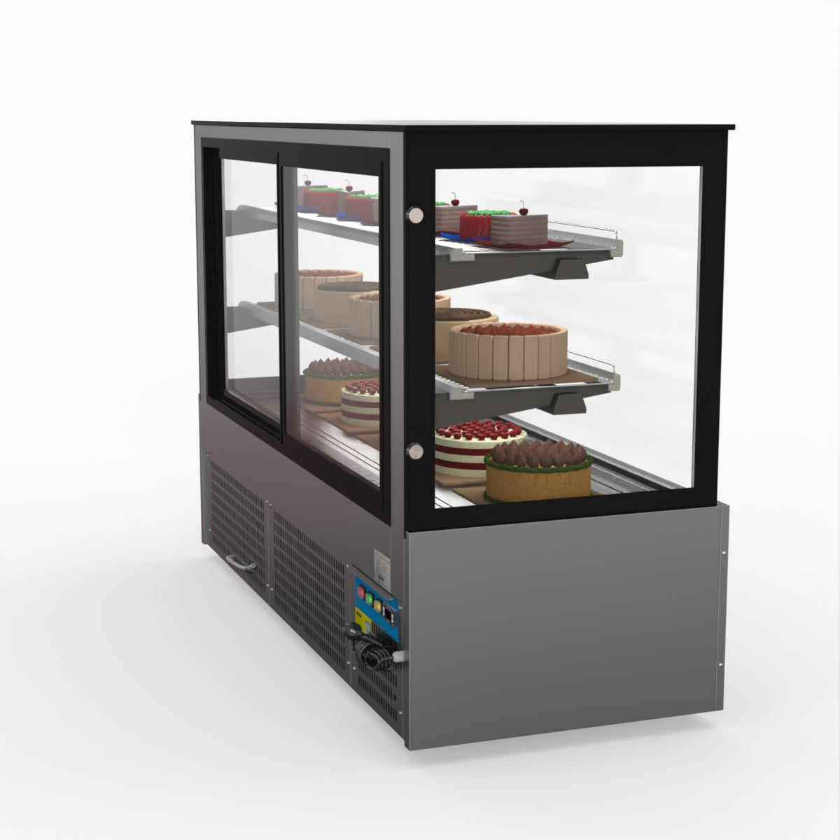 Bonvue SG180FA Commercial Refrigerated Display Case - Dual Glass Door Merchandiser for Deli, Bakery & Grocery - Perfect for Supermarkets, Convenience Stores & Cafes