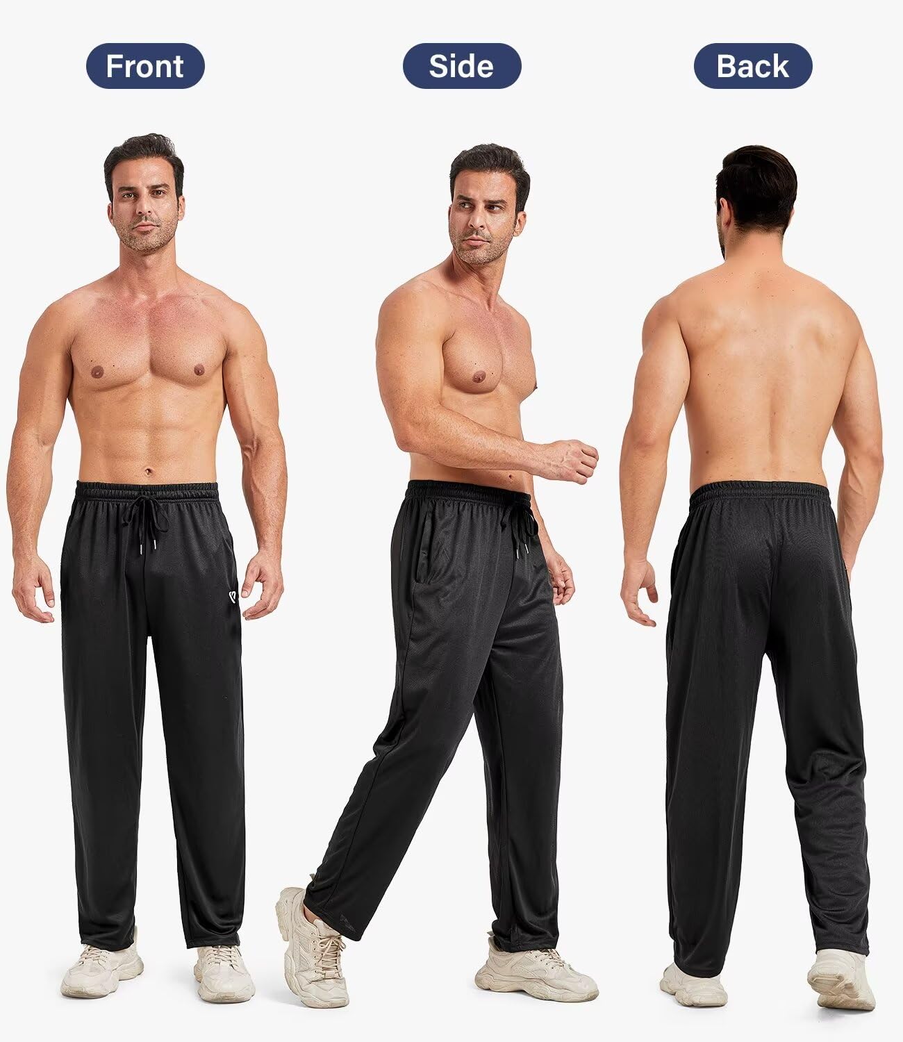 5 Pack Men's Sweatpants with Zip Pockets - Loose Fit Open Bottom Joggers, Breathable Mesh Athletic Pants for Running, Gym, Workout & Casual Wear | Comfortable Lounge Pants for Home, Travel & Outdoor Activities