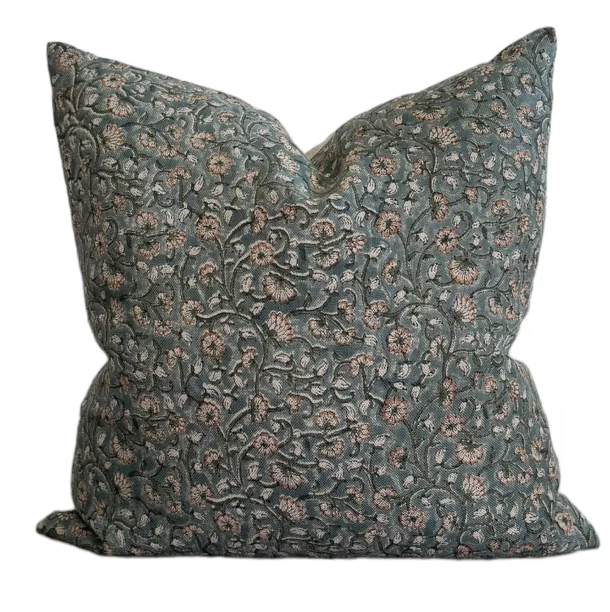 Stylish Salem Block Print Floral Pillow Cover - Bohemian Home Decor for Living Room, Bedroom & Sofa