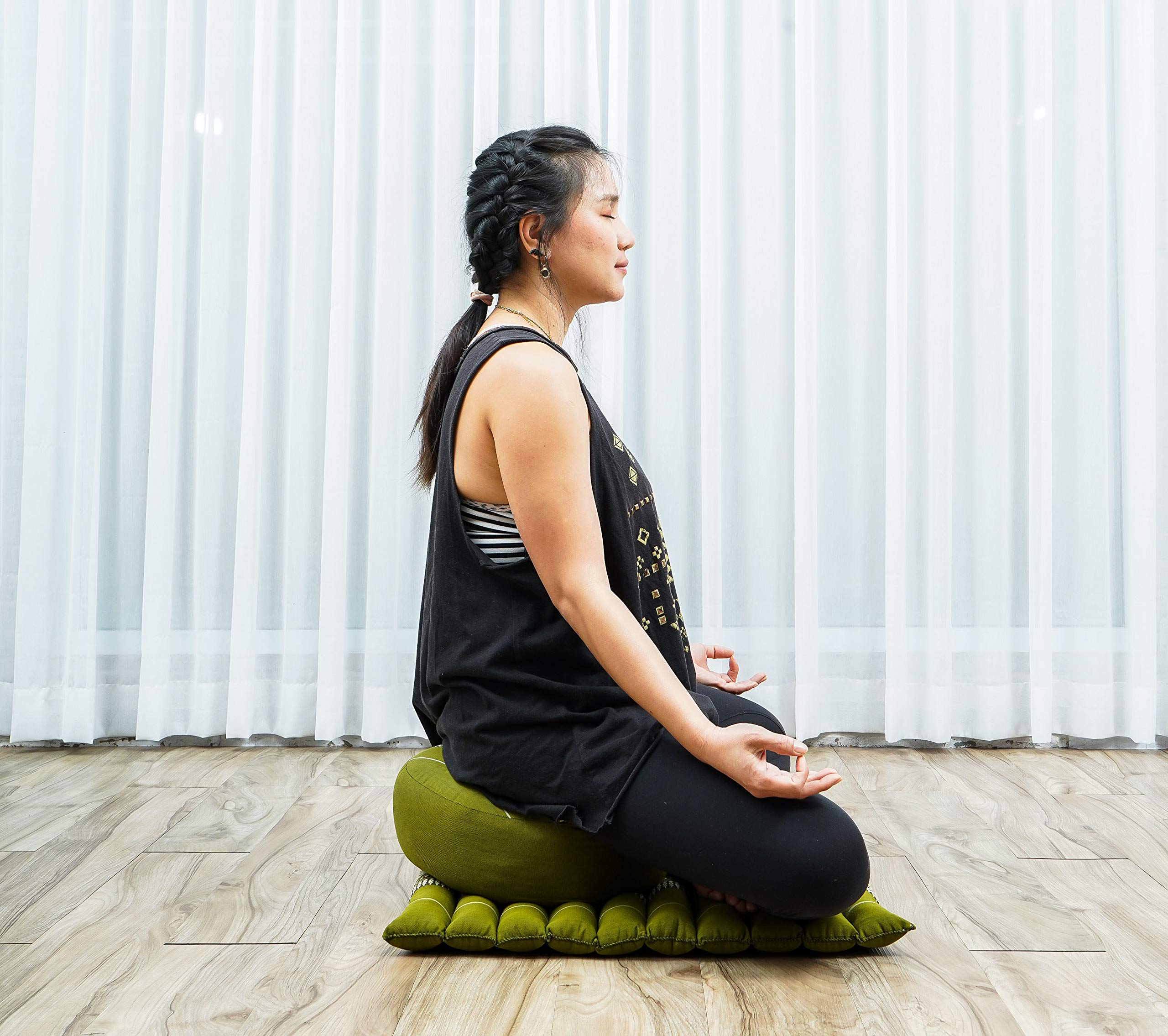 Premium Meditation Cushion Set - Zafu Yoga Pillow & Zabuton Mat with Natural Kapok Filling for Comfortable Seated Meditation, Yoga & Zen Practice at Home or Studio